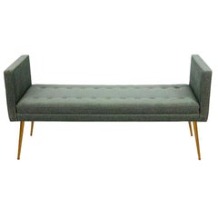 Midcentury Style Upholstered Armed Bench