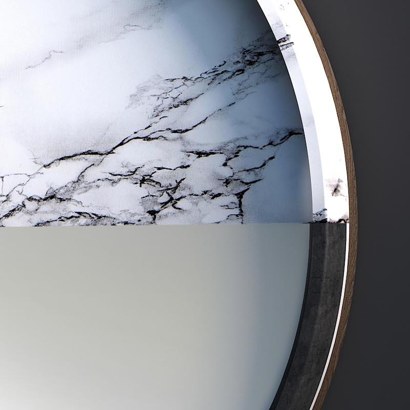 Midcentury Style, Vanity Mirror in Chromed Steel and Marble, Made in Italy In New Condition For Sale In Casalserugo, IT