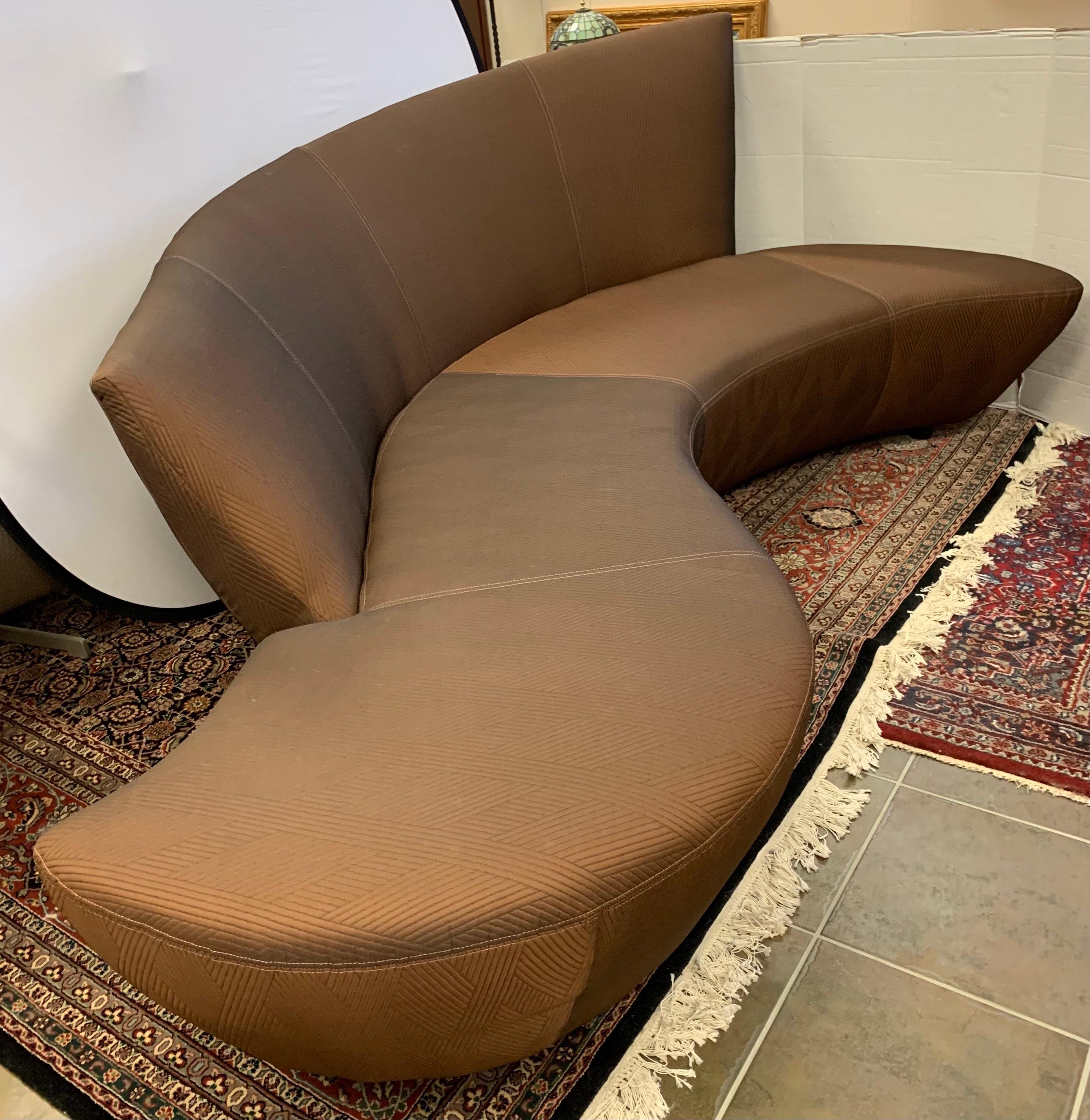 Midcentury Style Vladimir Kagan Bilbao Serpentine Curved Sofa Iridescent Fabric 3