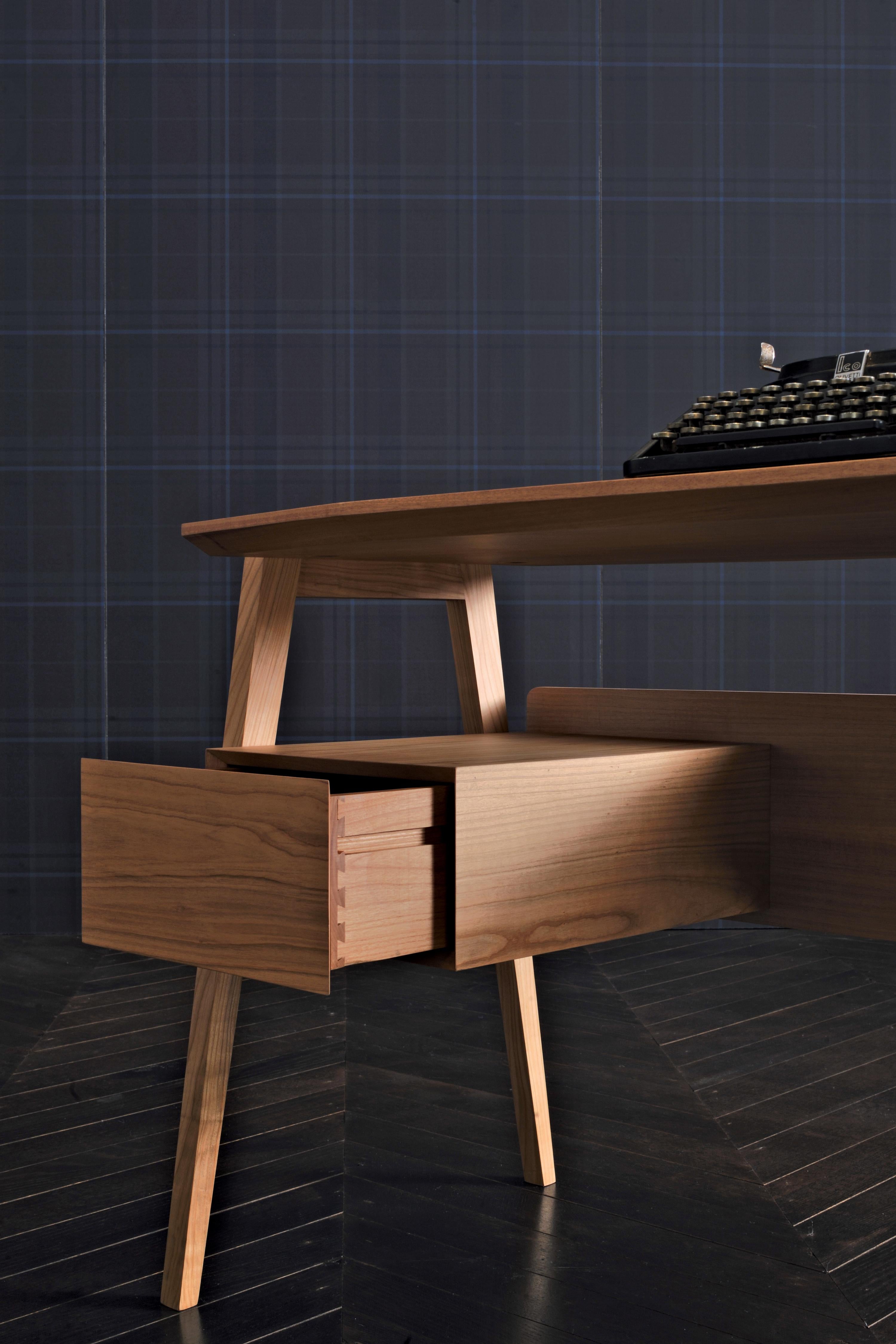 Midcentury Style Wooden Writing Desk with Drawers, by Morelato 1