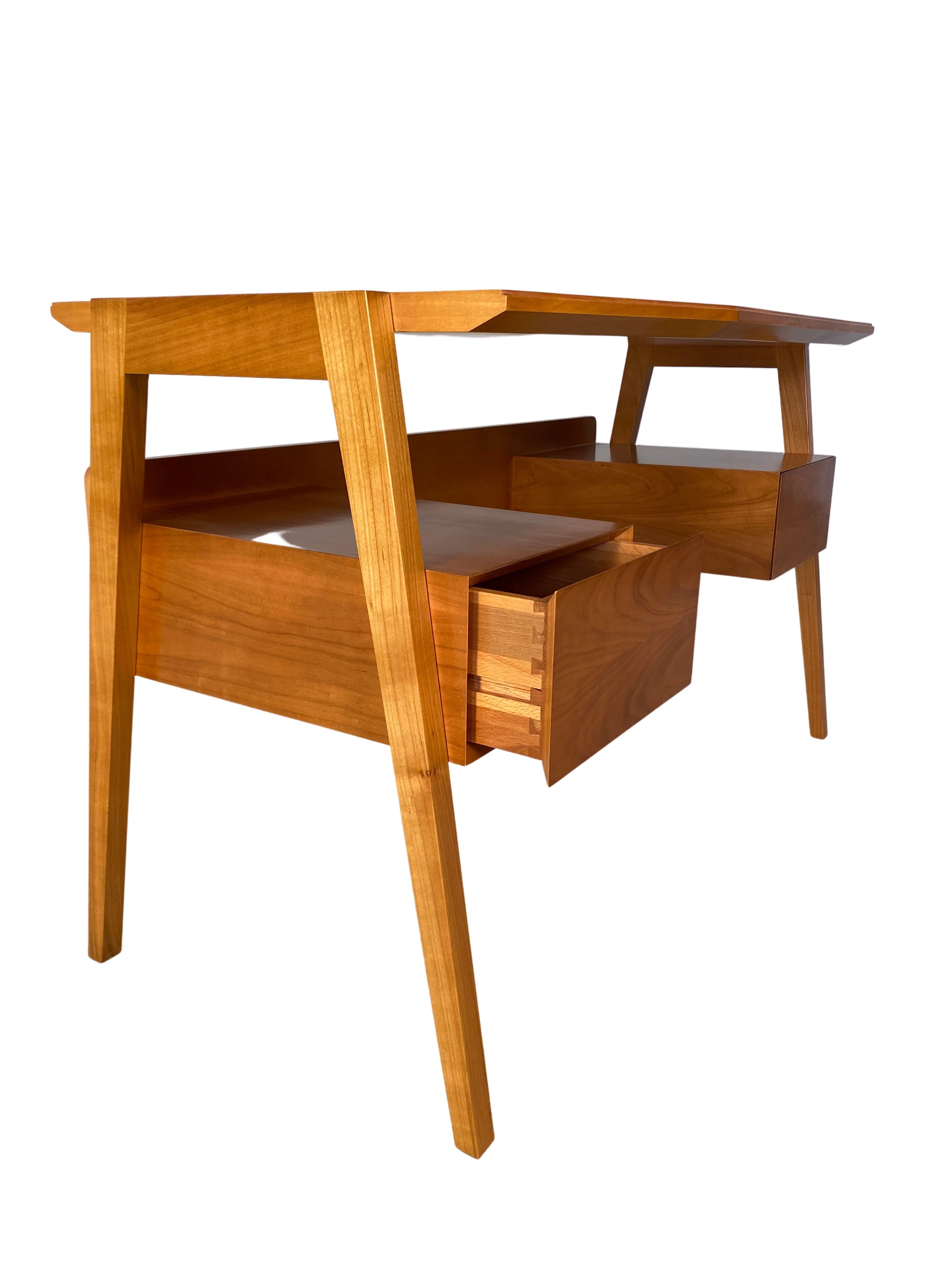 Midcentury Style Wooden Writing Desk with Drawers, by Morelato 4