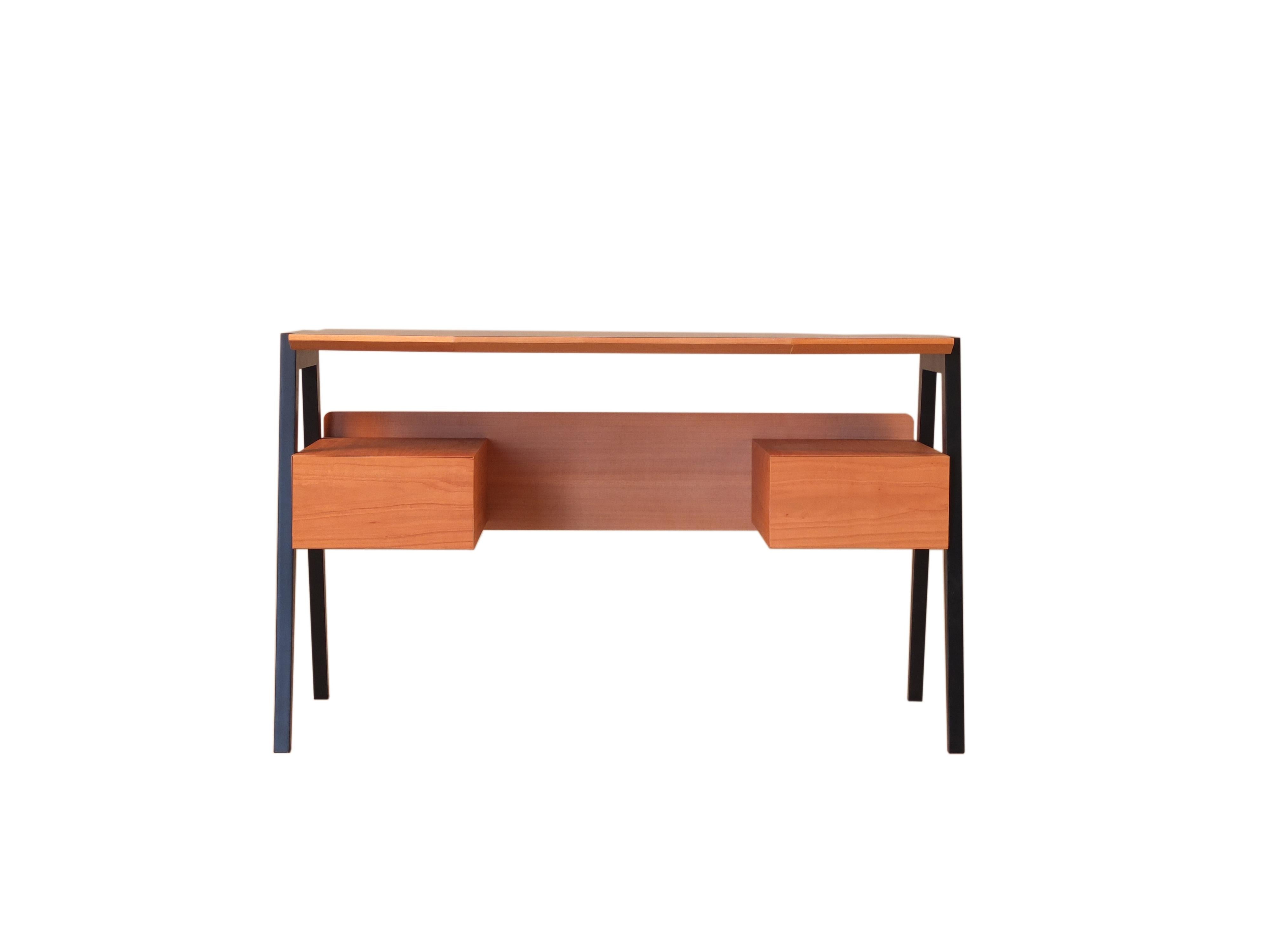 Italian Midcentury Style Wooden Writing Desk with Drawers, by Morelato