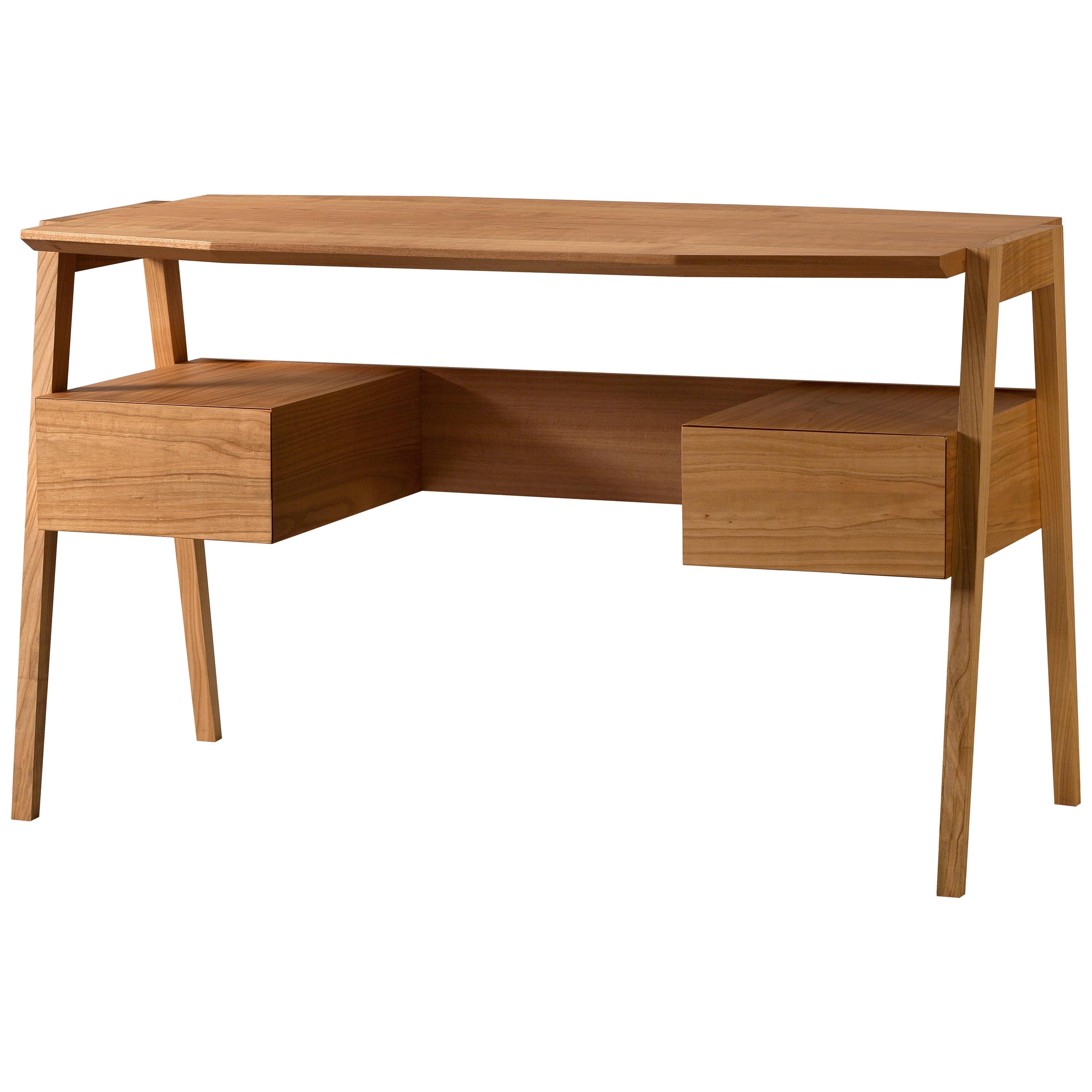 Midcentury Style Wooden Writing Desk with Drawers, by Morelato