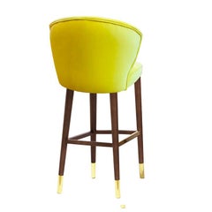 Midcentury Modern Style Velvet And Brass Bar Stool Berlin Handcrafted And Custom