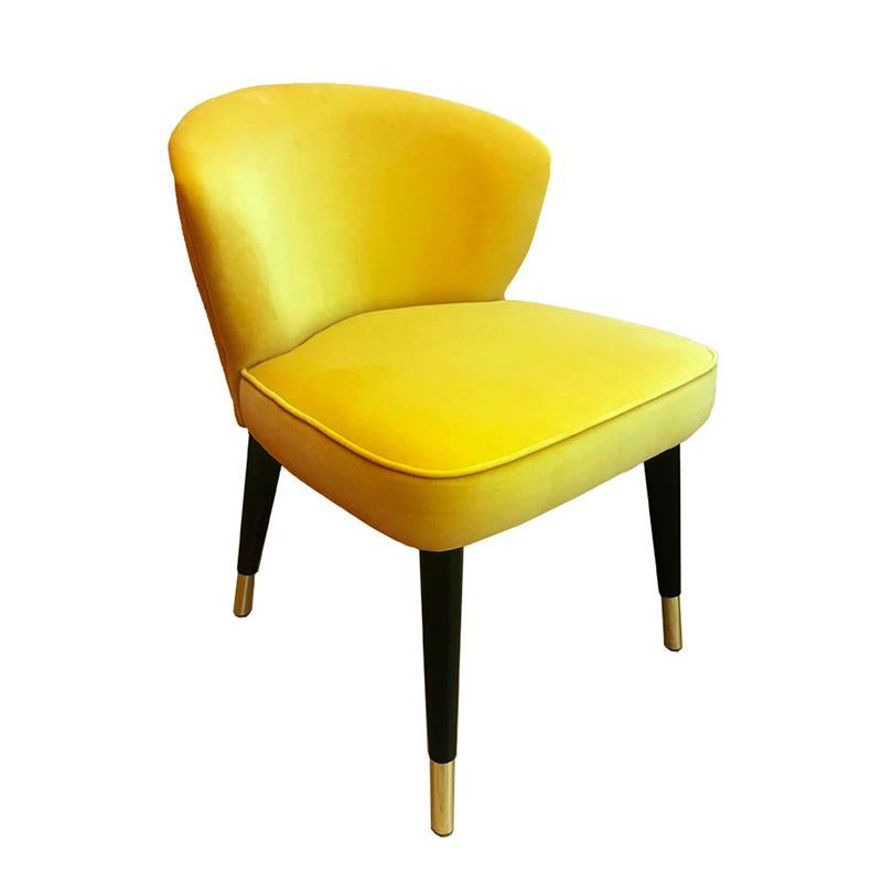 European Midcentury Modern Style Velvet And Brass Chair Berlin Handcrafted And Custom For Sale