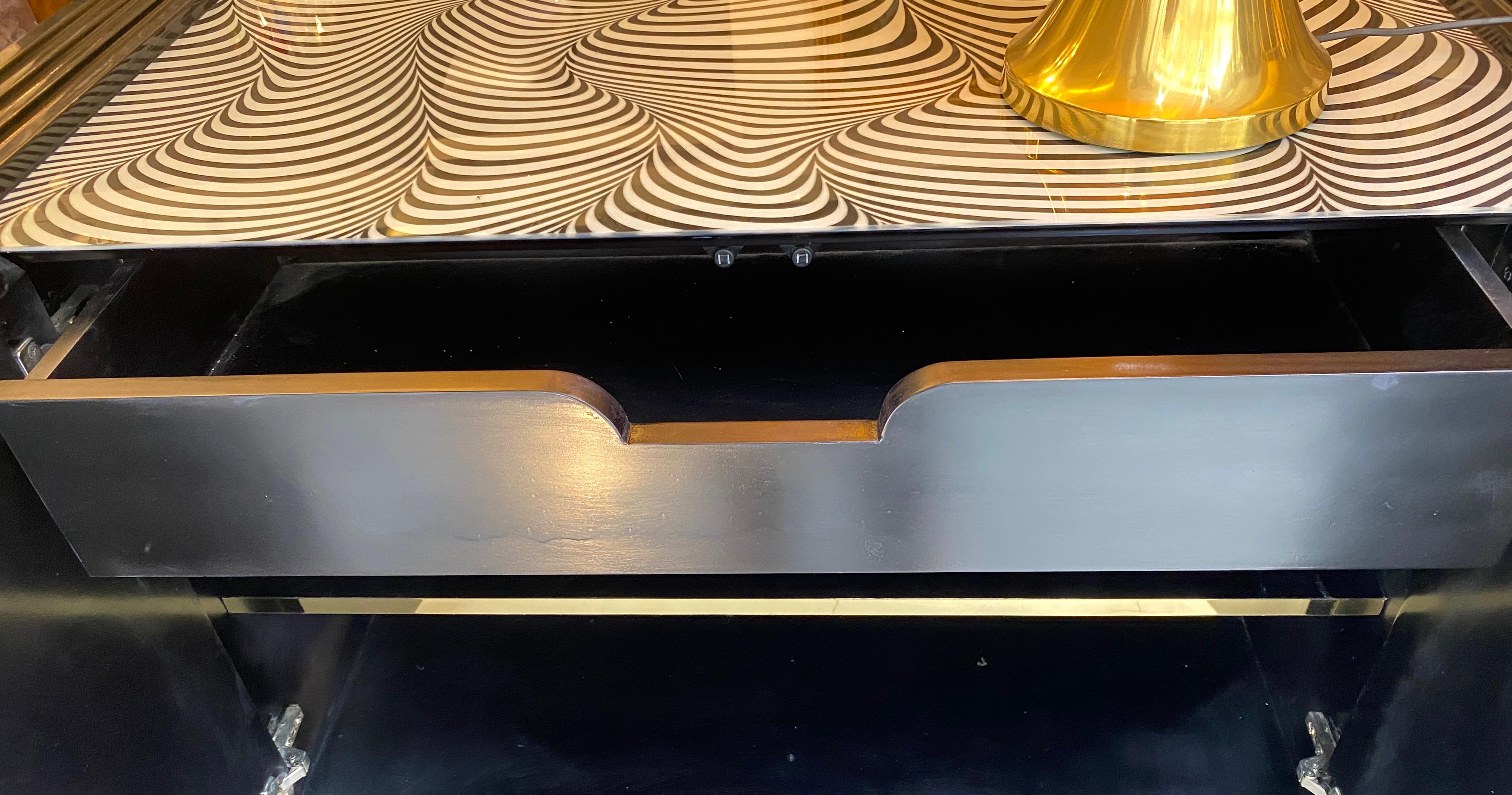 Mobile o credenza in vetro imitato e ottone in stile Midcentury Zebra in vendita 5