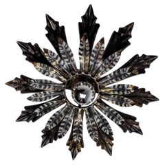 Midcentury Sunburst Floral Flush Mount Light Fixture, Spain, 1960's
