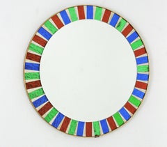 Round Sunburst Mirror with Multi Color Glass Mosaic Frame