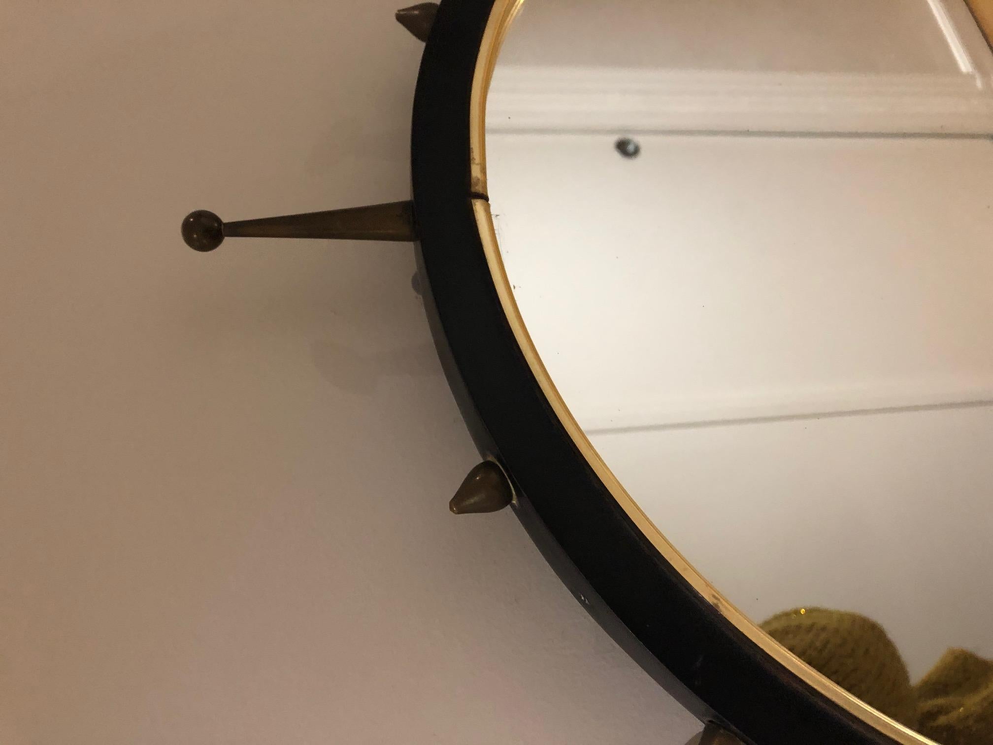 Mid-Century Modern Midcentury Sunburst Mirror with Spikes For Sale