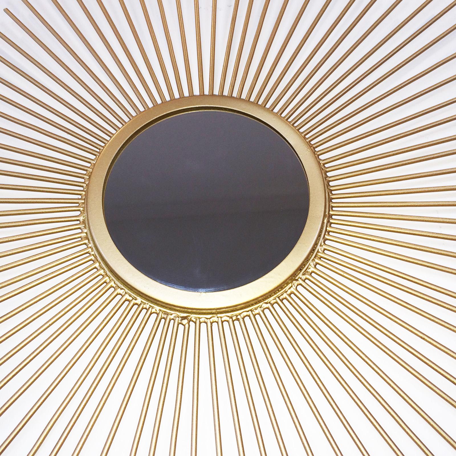 Mid-Century Modern Midcentury Sunburst Shape Mirror with Gilt Tapered Solid Rods