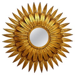 Midcentury Sunburst Wall Mirror with Rear Light, circa 1960
