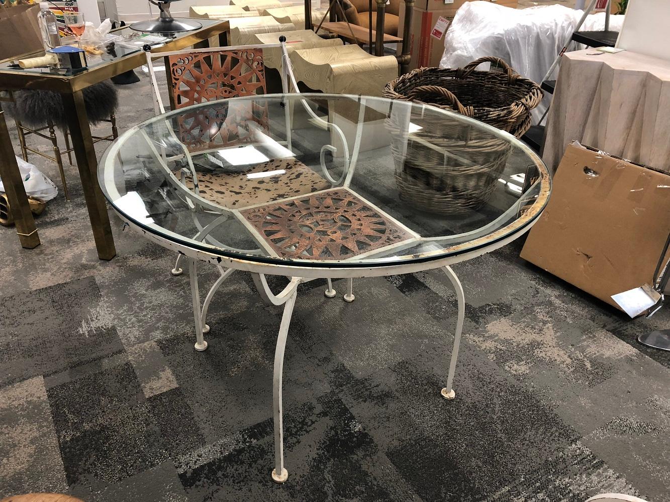 Mid-Century Modern Midcentury Sunburst Wrought Iron Table by Umanoff For Sale