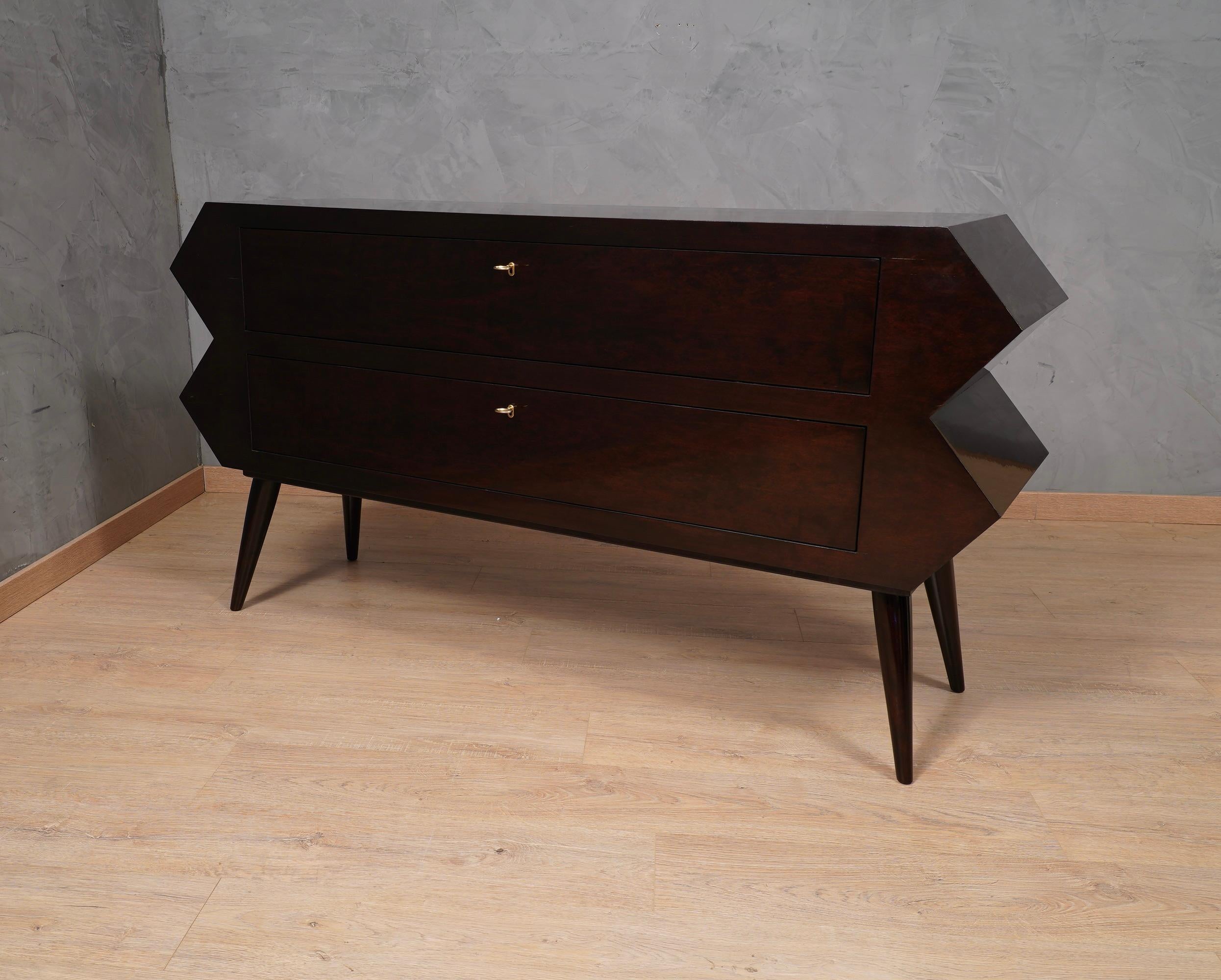 Midcentury Super Design Black Shellac Chest of Drawers, 1970 For Sale 3