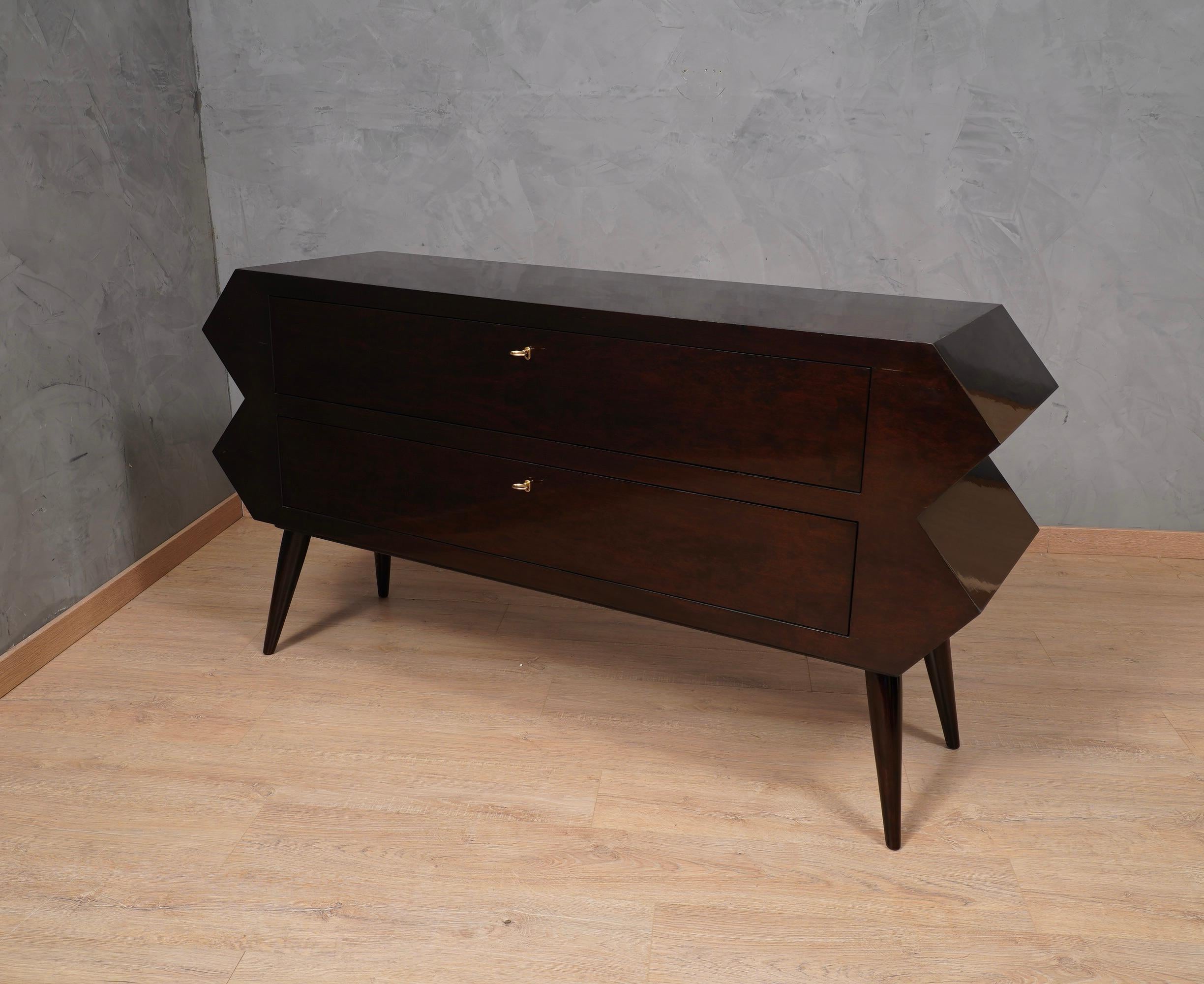 Midcentury Super Design Black Shellac Chest of Drawers, 1970 For Sale 4