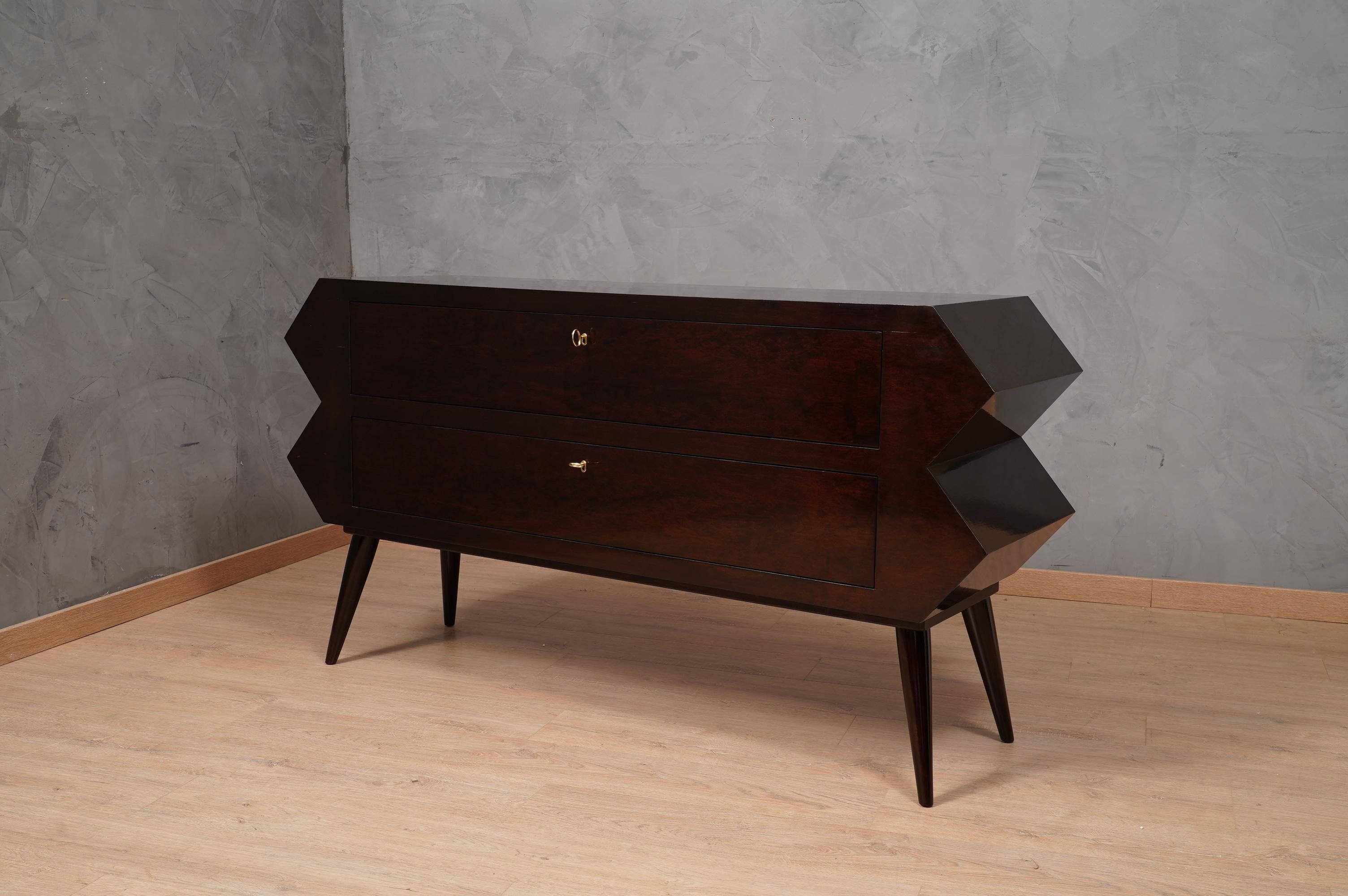 Midcentury Super Design Black Shellac Chest of Drawers, 1970 For Sale 5
