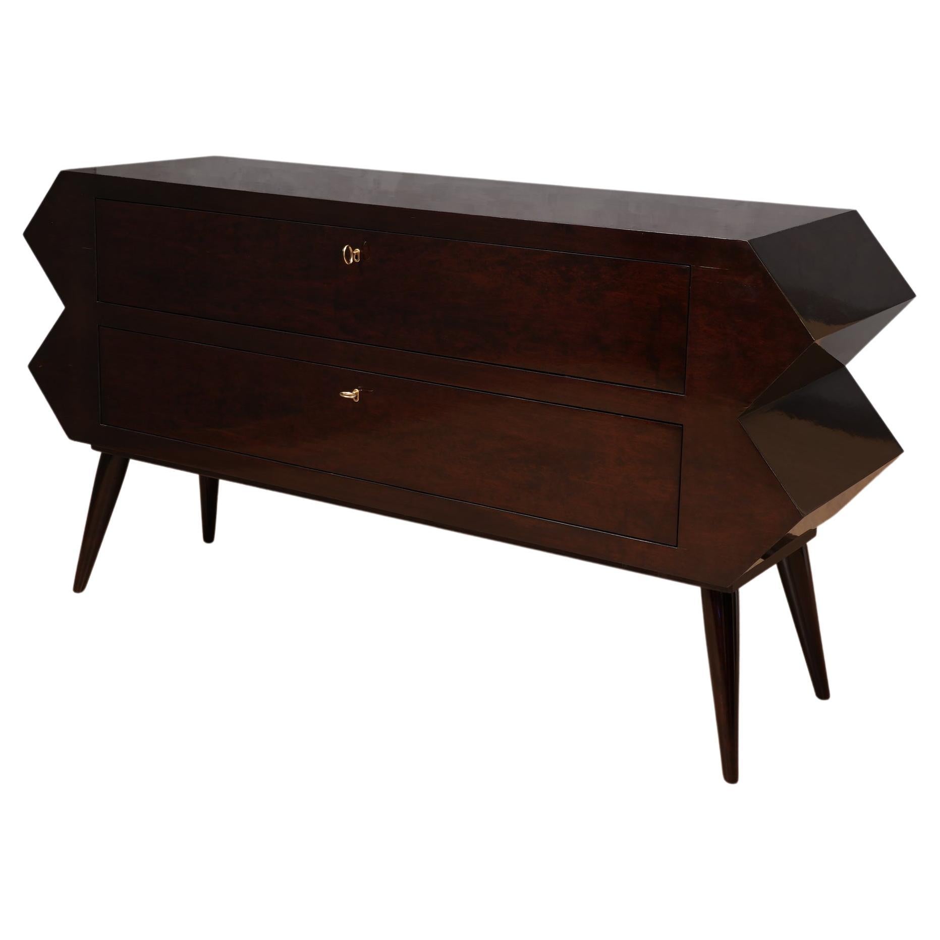 Midcentury Super Design Black Shellac Chest of Drawers, 1970