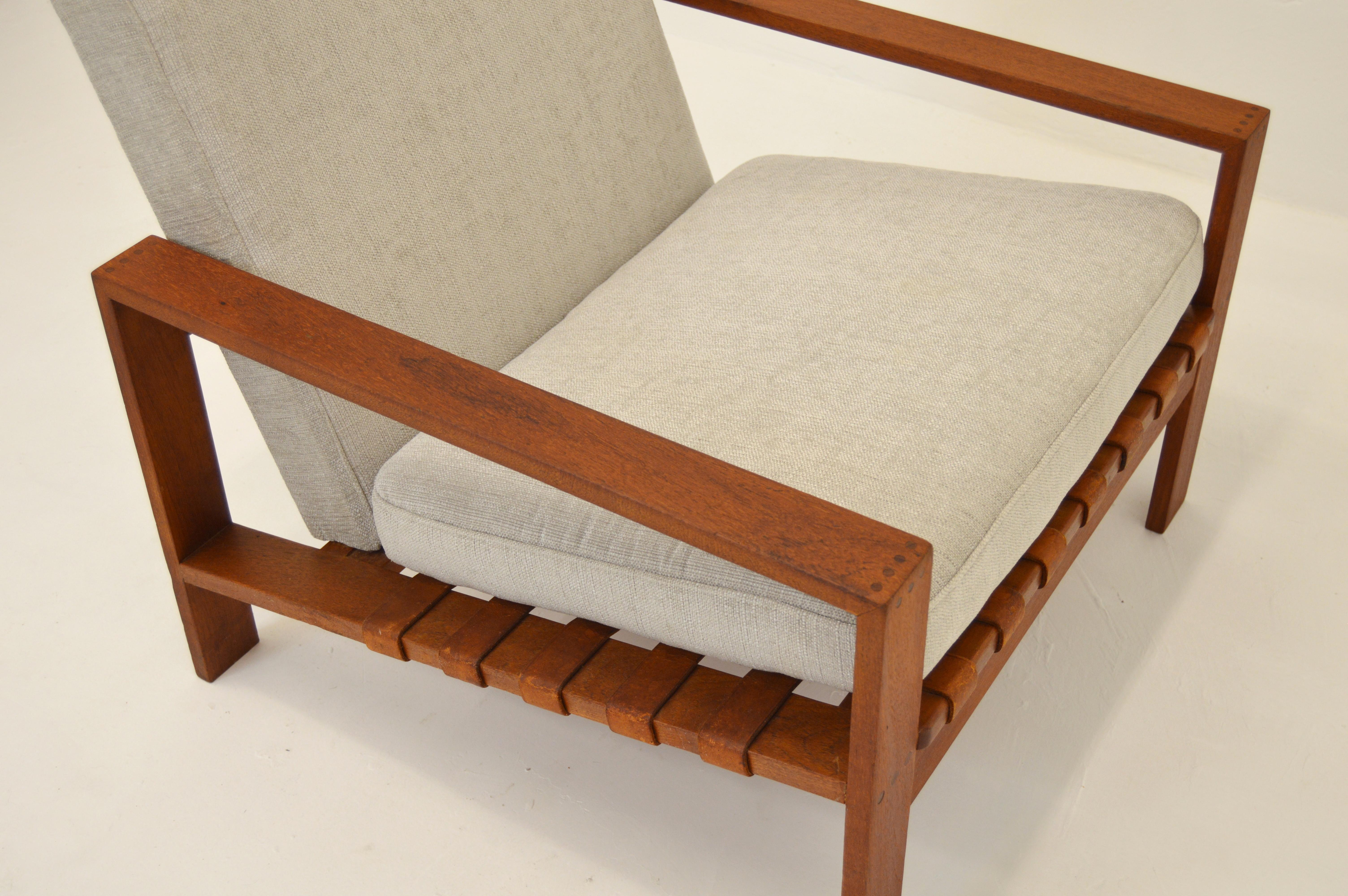 Mid-20th Century Midcentury Svante Skogh Easy Chair with Leather Webbing For Sale