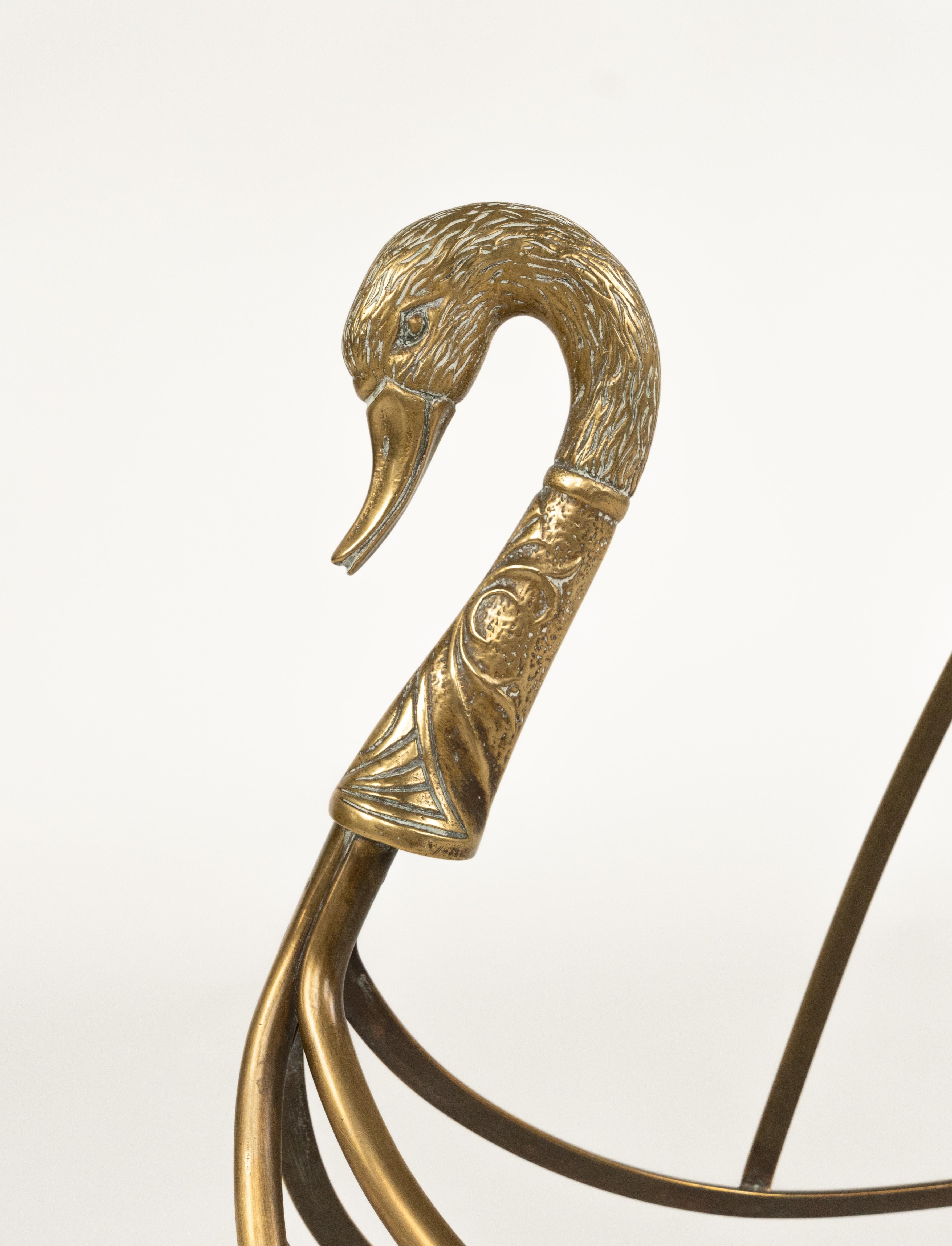 Midcentury Swan Shaped Magazine Rack in Brass Attributed to Maison Jansen, 1960s For Sale 2
