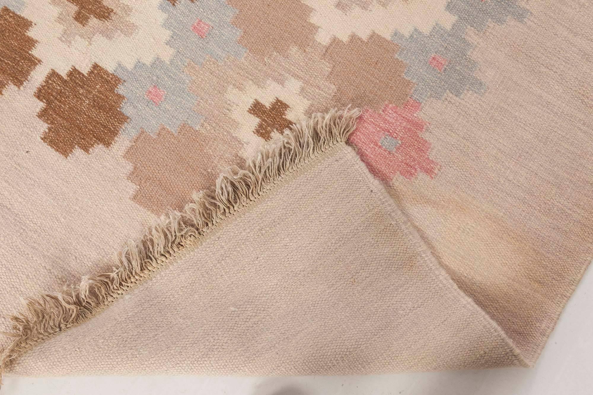 Mid-20th century Swedish Beige, Pink, Brown, Gray Wool Rug by Doris Leslie Blau 1