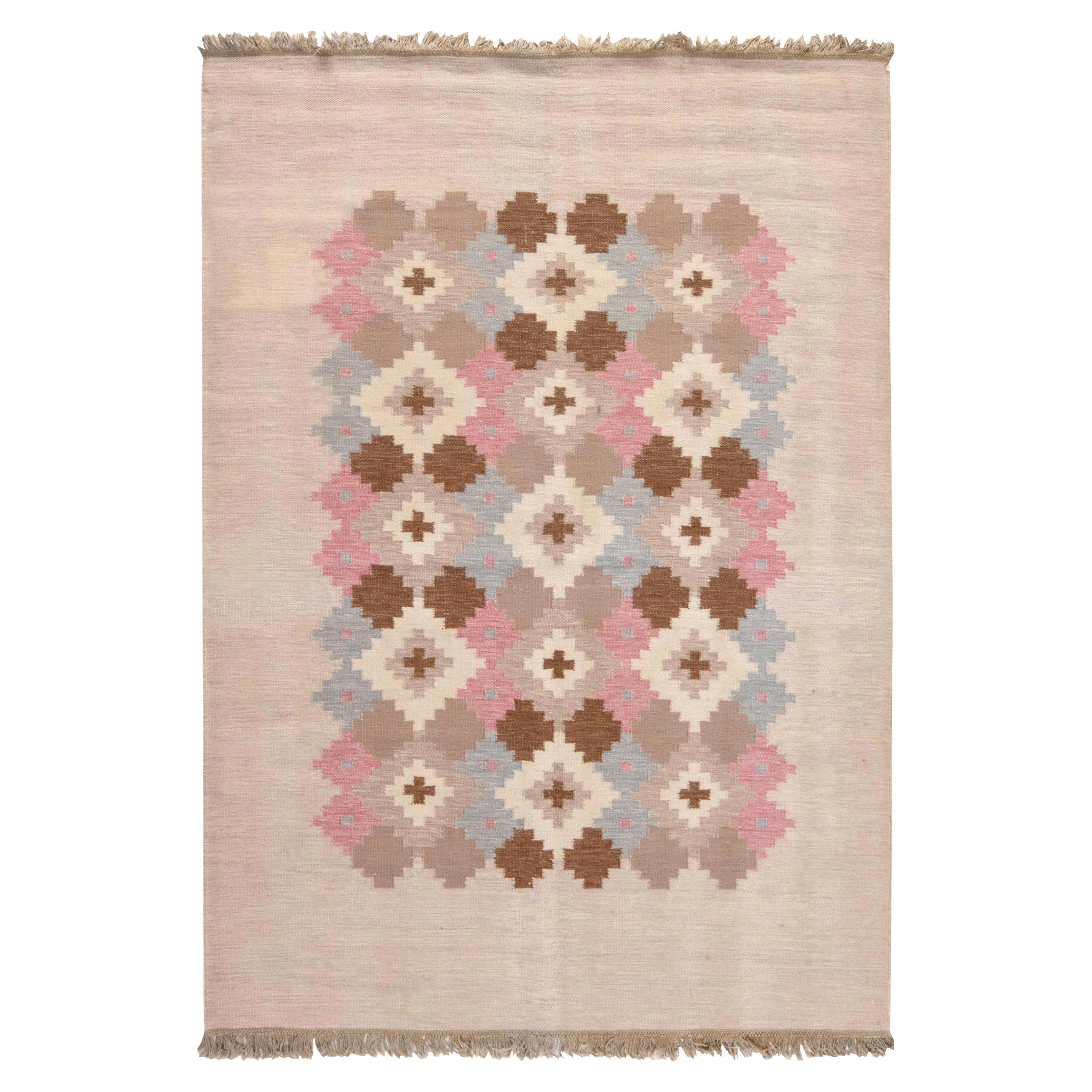 Mid-20th century Swedish Beige, Pink, Brown, Gray Wool Rug by Doris Leslie Blau
