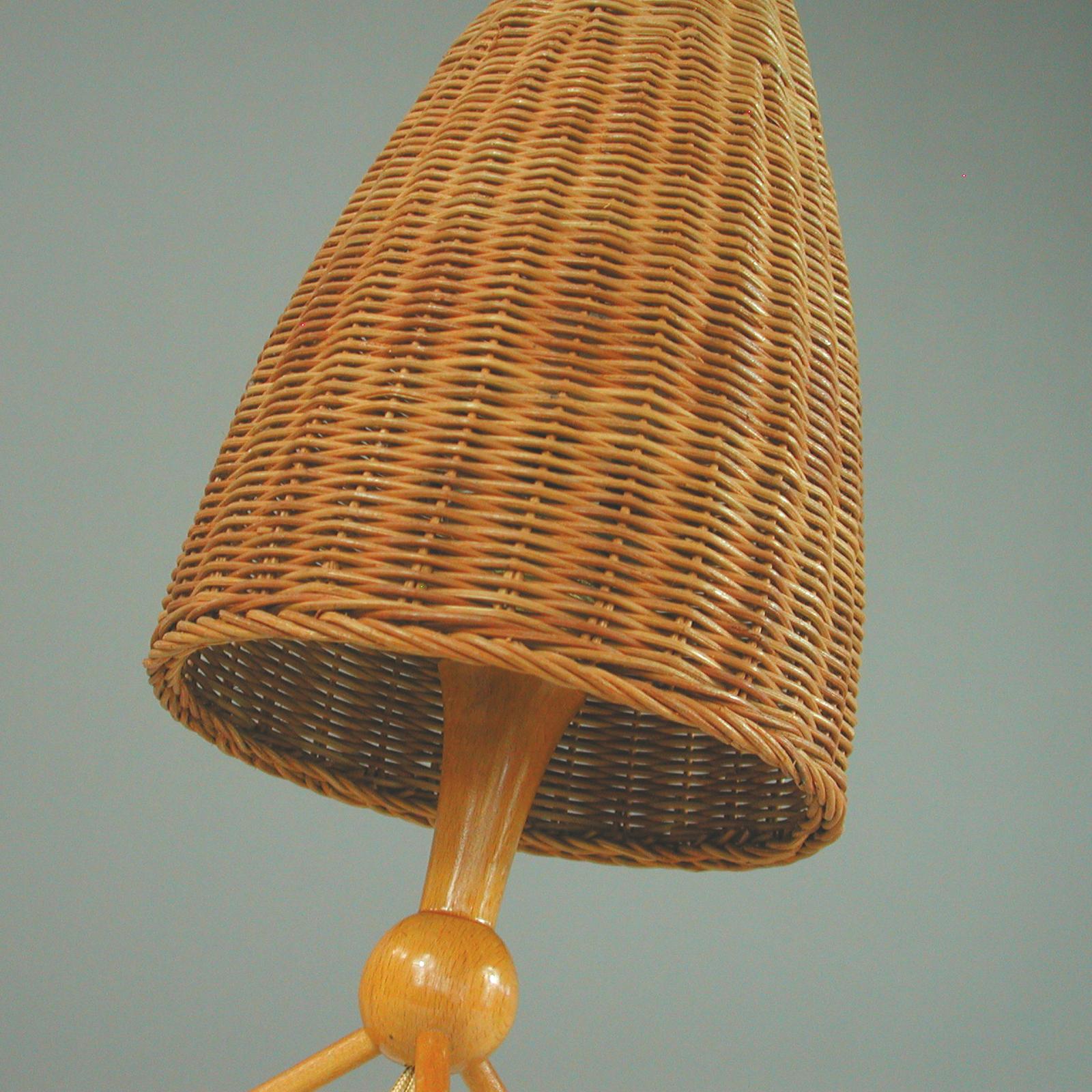 Mid-Century Swedish Birch and Wicker Table Lamp, 1950s 6