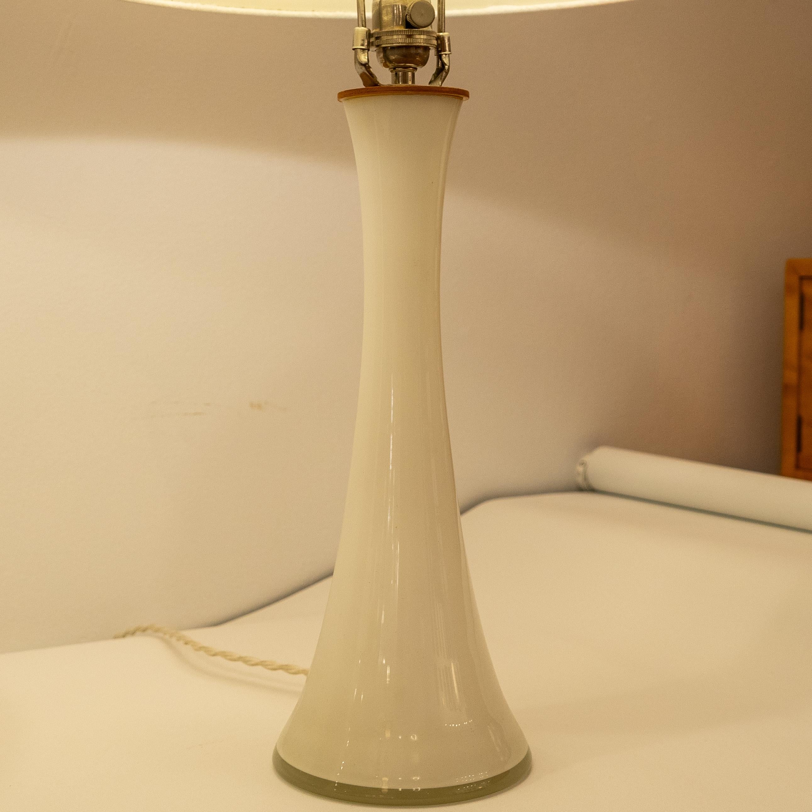 Hand-Crafted Midcentury Swedish Blown Glass Bedside Lamps, Pair For Sale