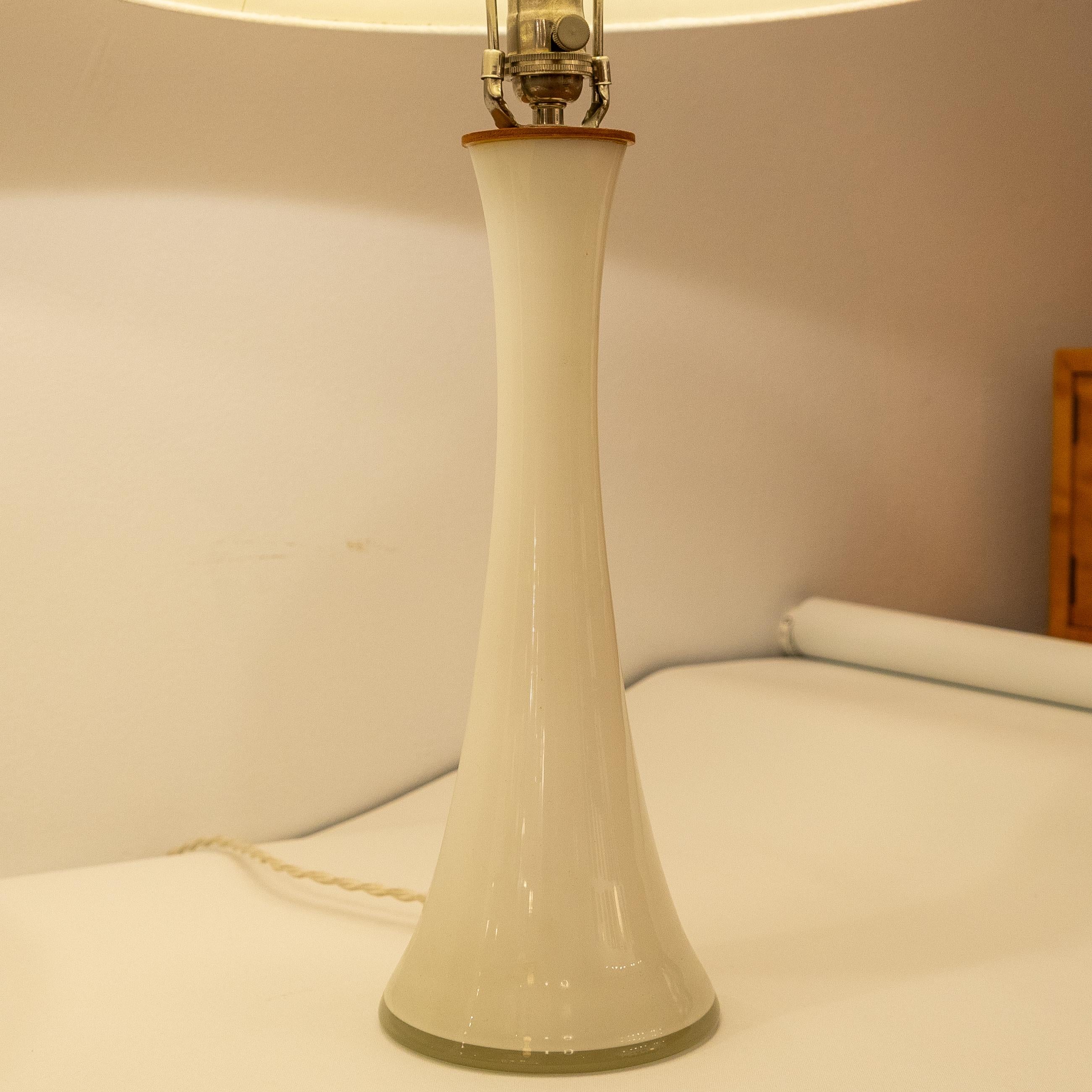 Midcentury Swedish Blown Glass Bedside Lamps, Pair In Good Condition For Sale In New York, NY