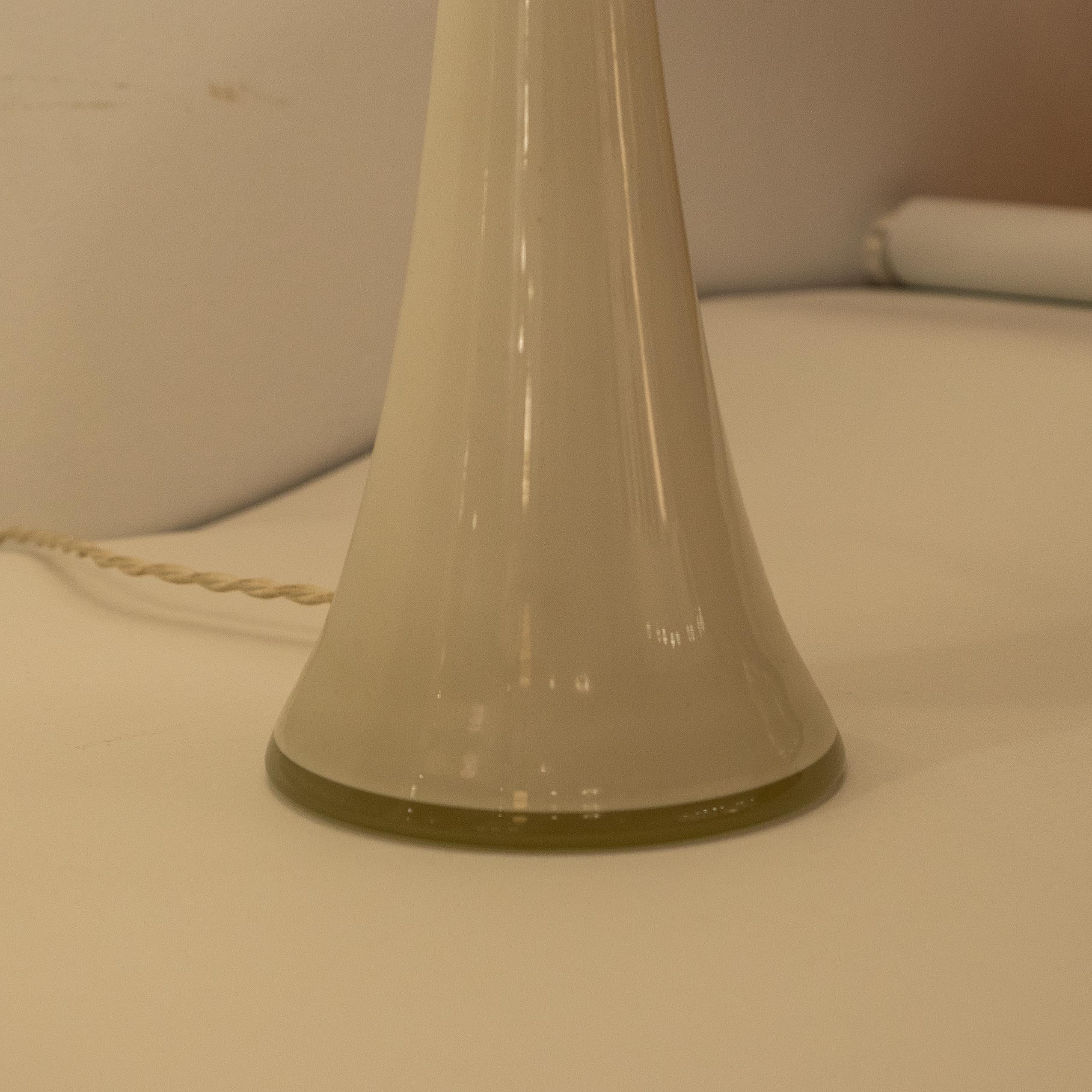 Brass Midcentury Swedish Blown Glass Bedside Lamps, Pair For Sale