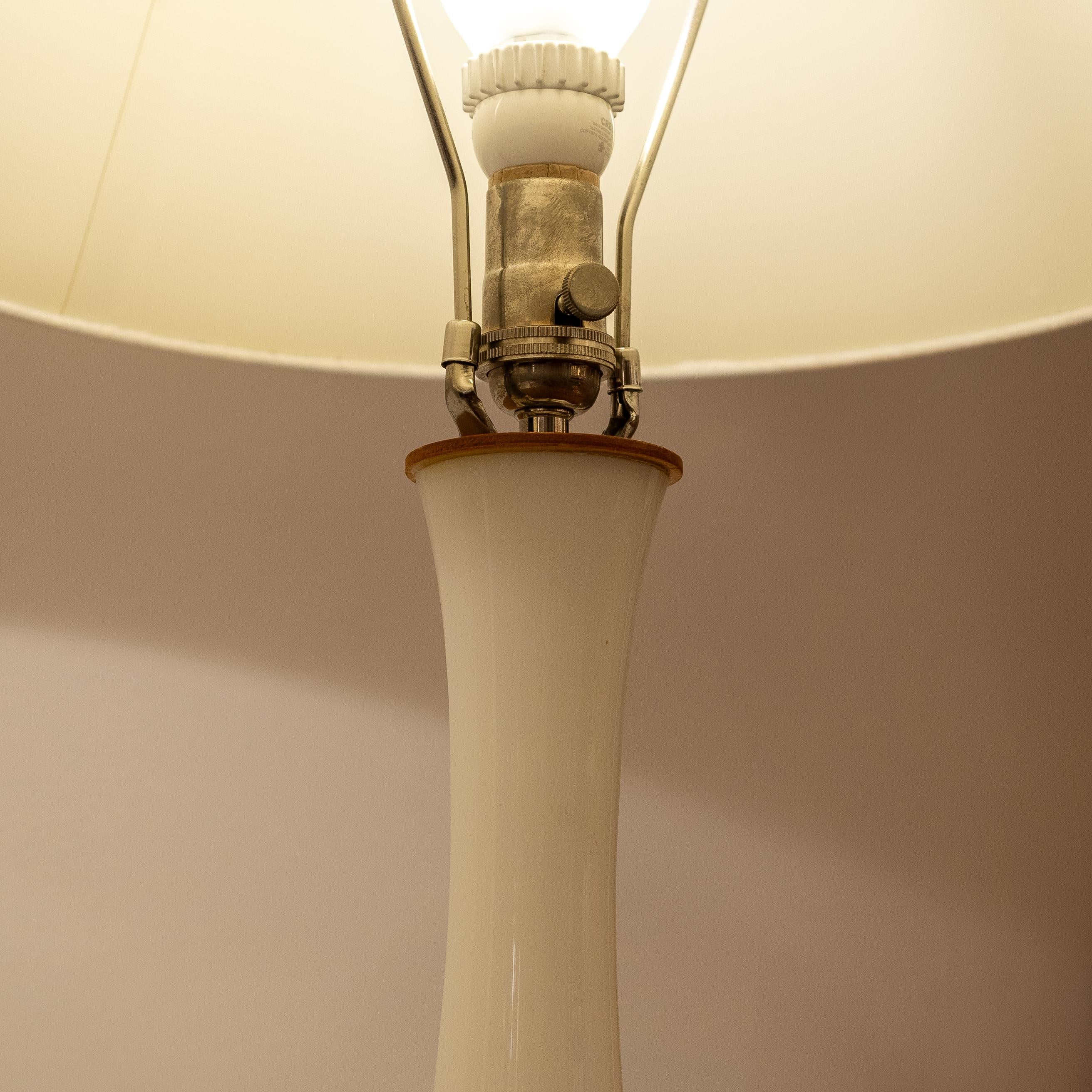 Midcentury Swedish Blown Glass Bedside Lamps, Pair For Sale 1