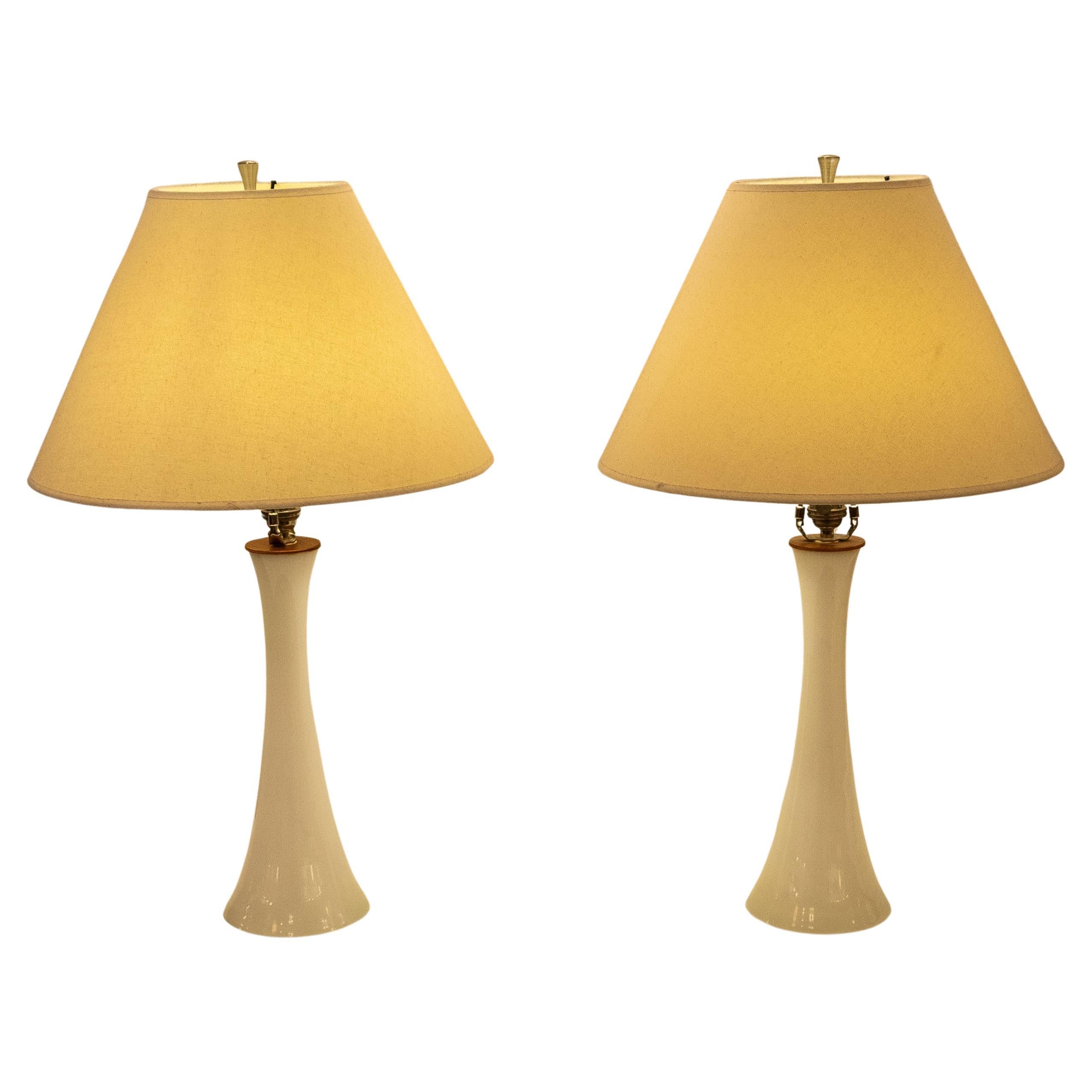 Midcentury Swedish Blown Glass Bedside Lamps, Pair For Sale