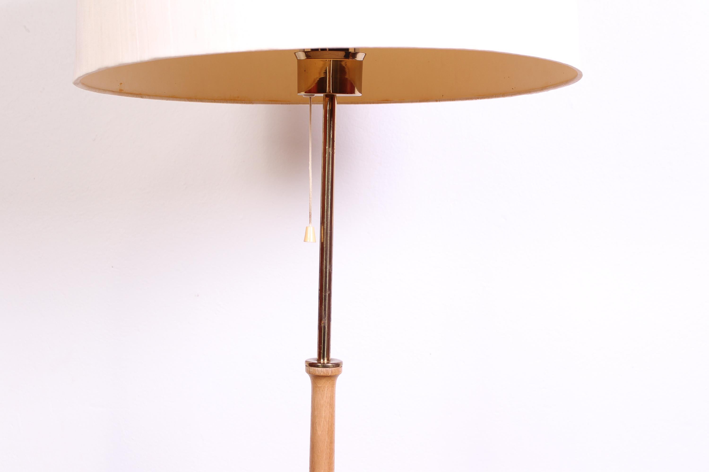 Midcentury Swedish Brass and Teak Floor Lamp by Bergboms, 1950s 3
