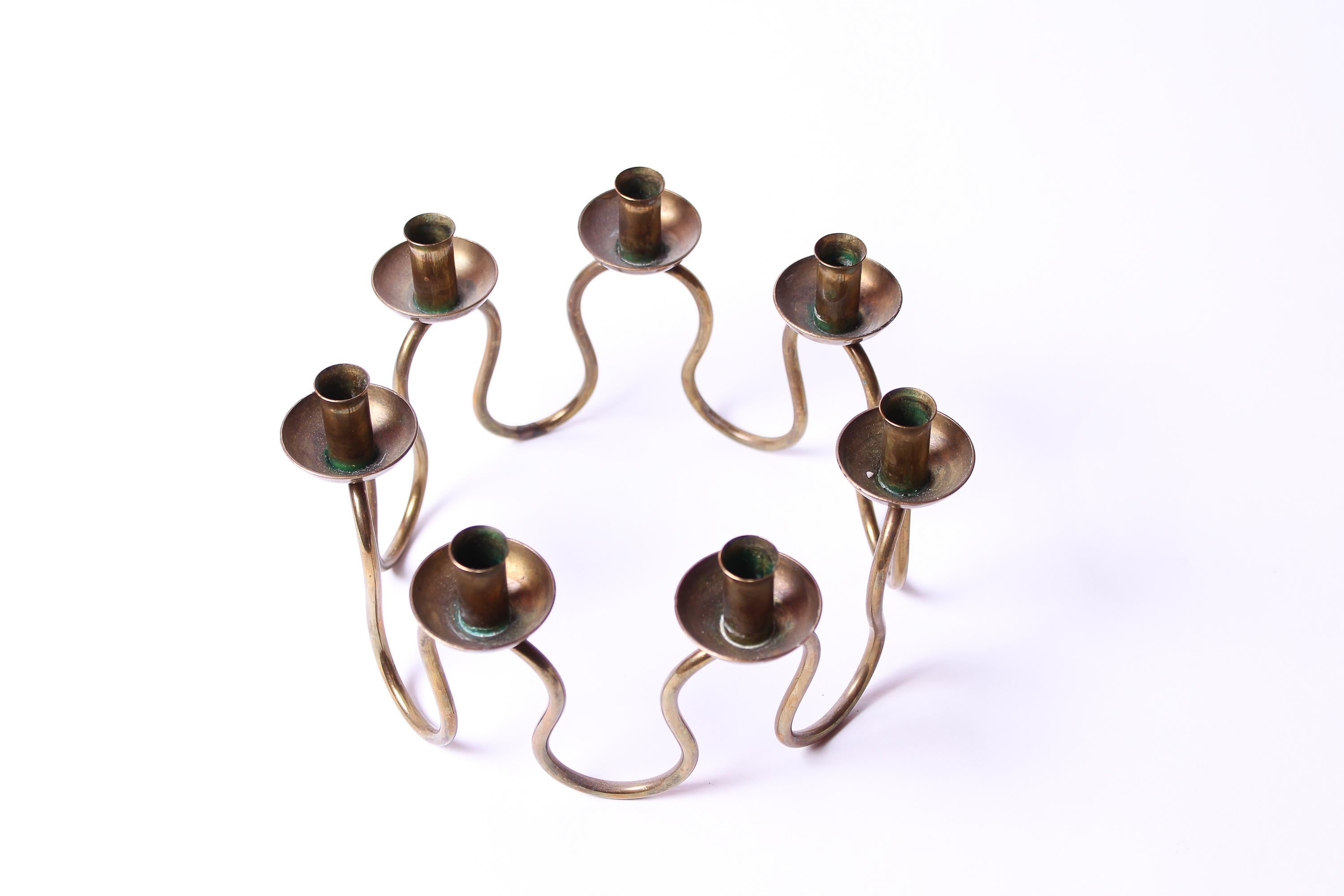 Scandinavian Modern Midcentury Swedish Brass Candlestick by Lars Holmström, 1950s For Sale