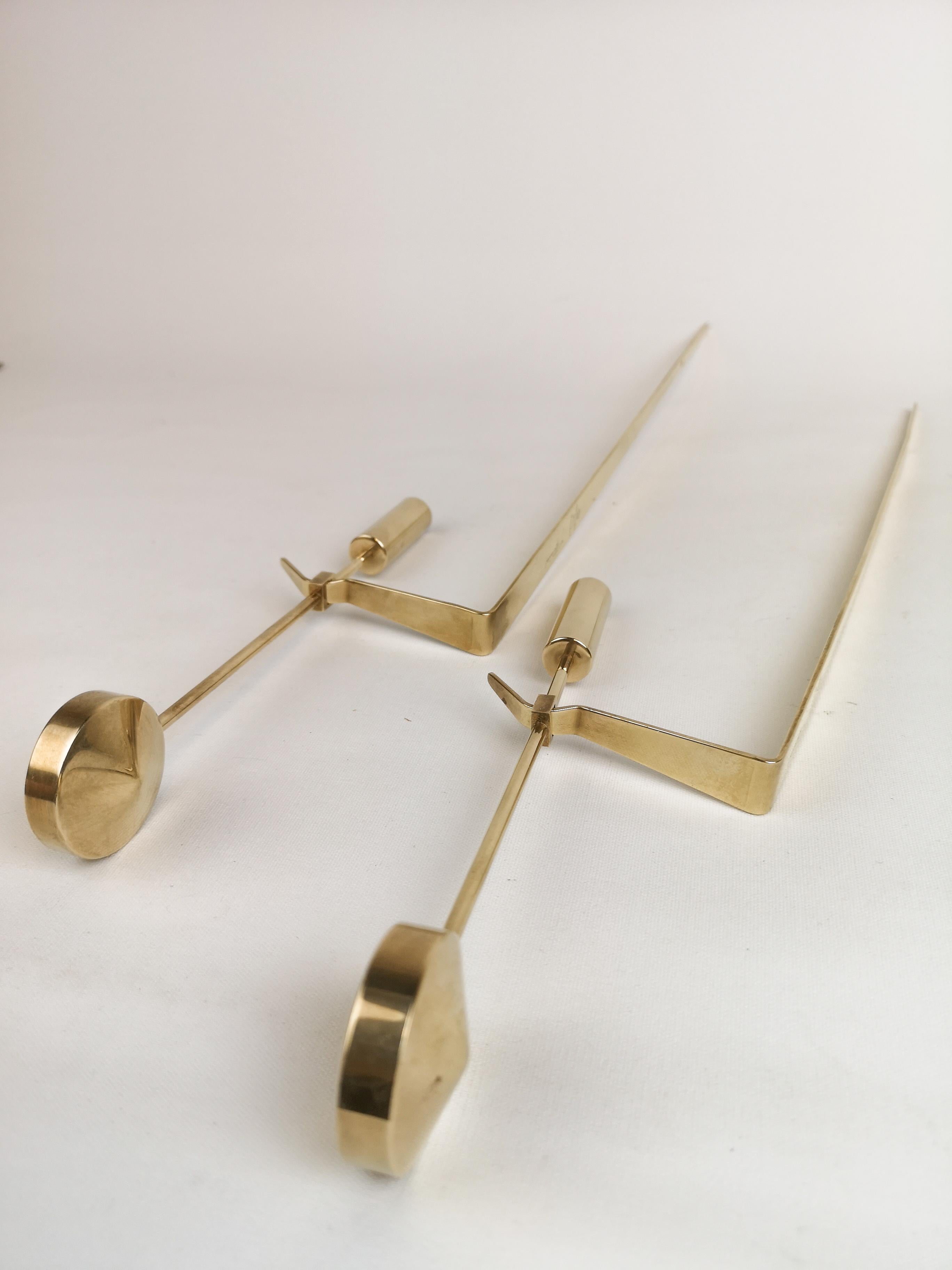 Midcentury Swedish Brass Pendel Candlesticks by Pierre Forsell 3