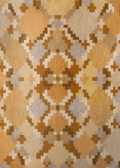 Midcentury Swedish Brown Flat-Weave Rug by Ingrid Silow at Doris Leslie Blau