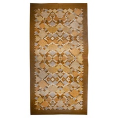 Midcentury Swedish Brown Flat-Weave Rug by Ingrid Silow at Doris Leslie Blau