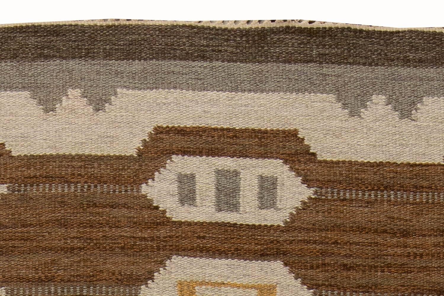 Mid-20th Century Swedish Flat-weave Wool Rug For Sale 1