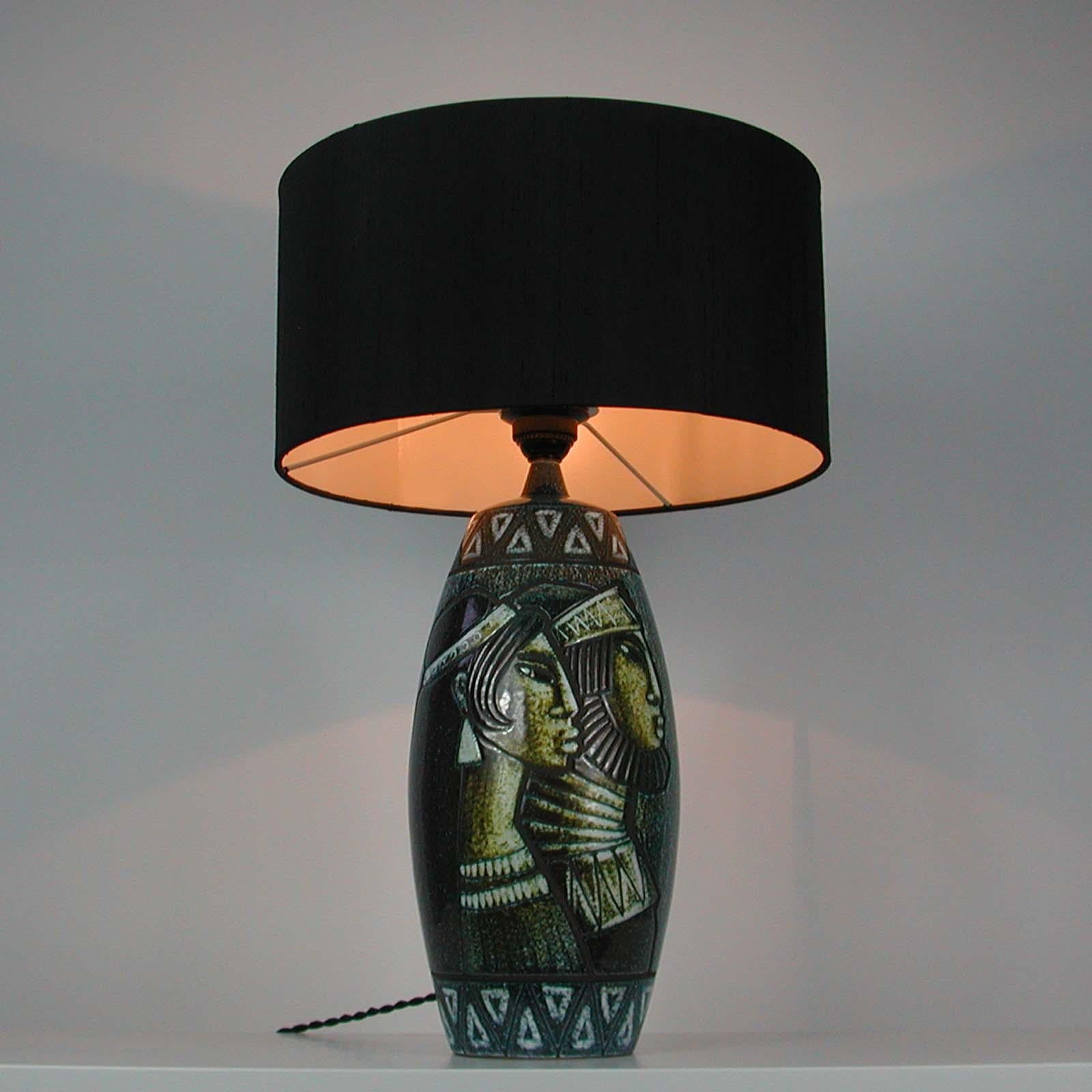 Midcentury Swedish Ceramic Table Lamp, Bonnie Rehnkvist for Falkenbergs, 1960s For Sale 5