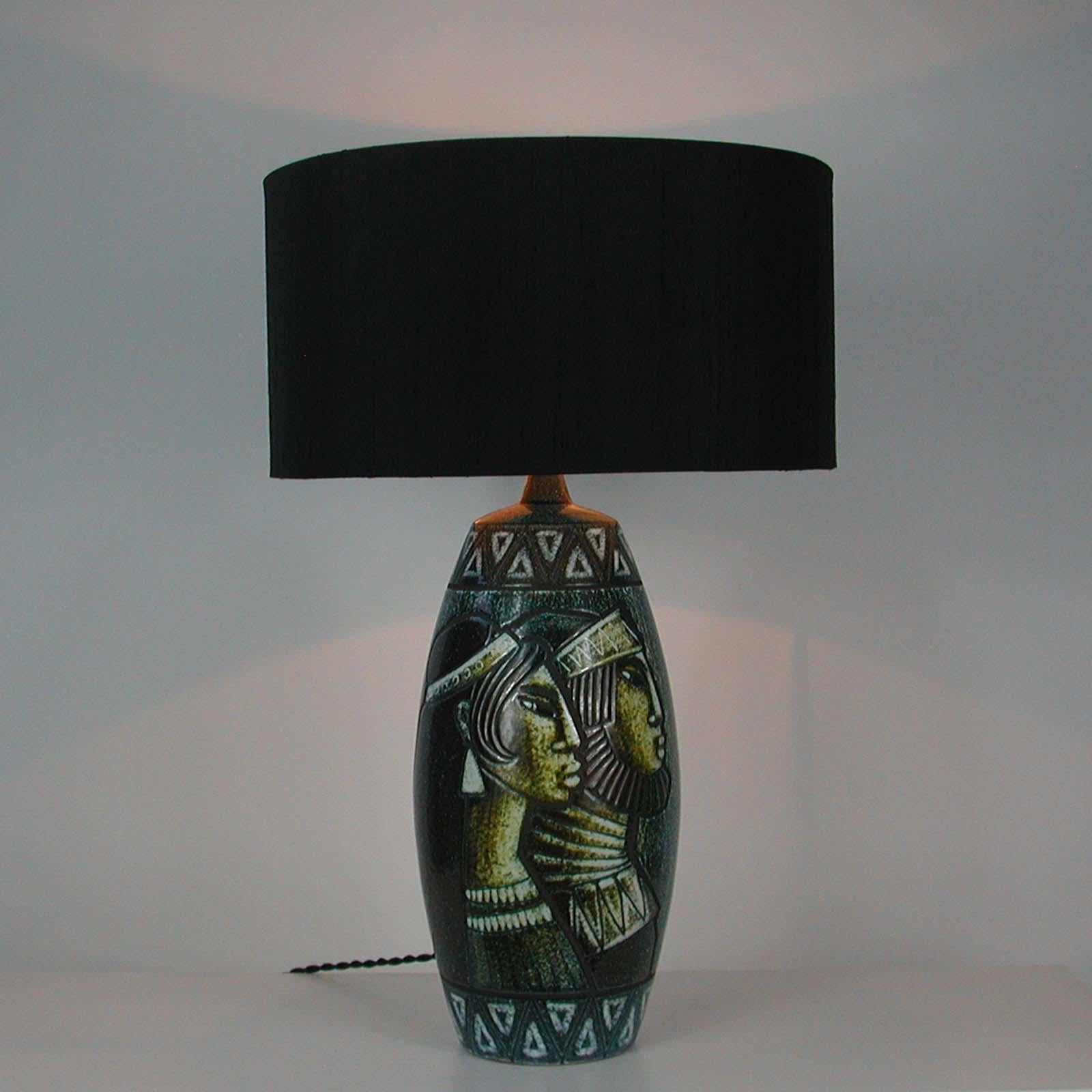 Midcentury Swedish Ceramic Table Lamp, Bonnie Rehnkvist for Falkenbergs, 1960s For Sale 7