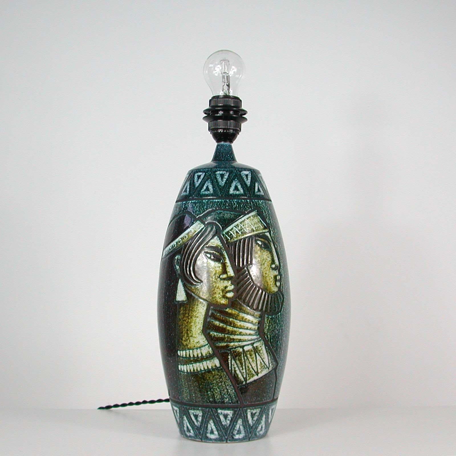 Midcentury Swedish Ceramic Table Lamp, Bonnie Rehnkvist for Falkenbergs, 1960s For Sale 7