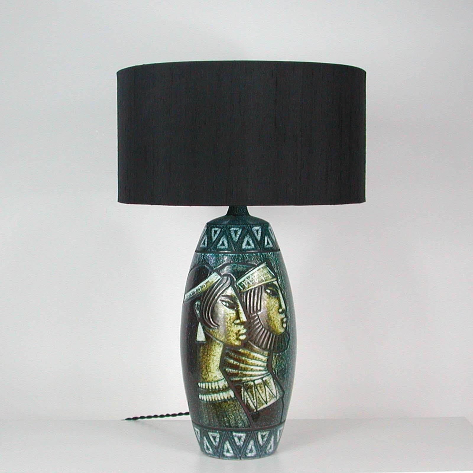 Midcentury Swedish Ceramic Table Lamp, Bonnie Rehnkvist for Falkenbergs, 1960s For Sale 9