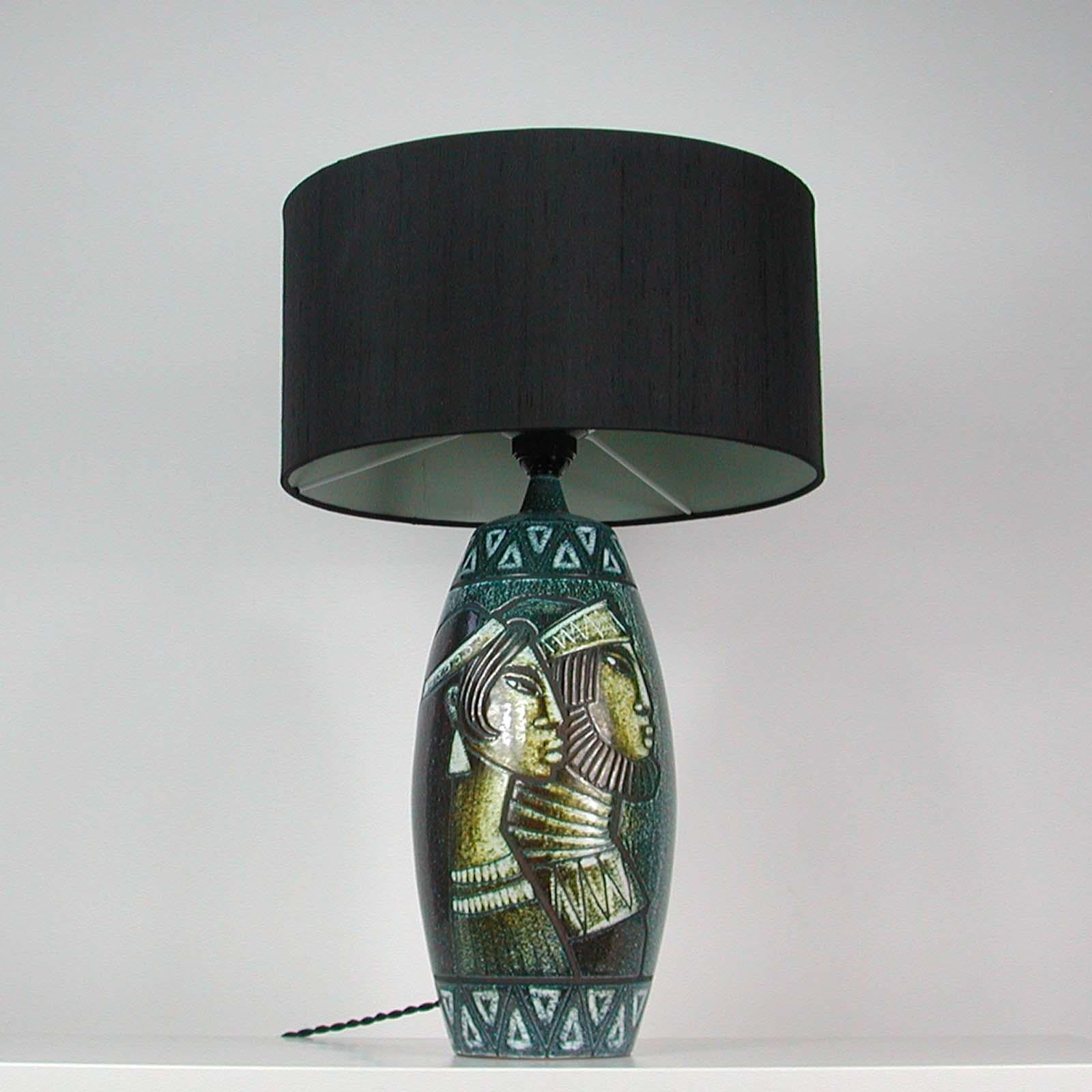 Midcentury Swedish Ceramic Table Lamp, Bonnie Rehnkvist for Falkenbergs, 1960s In Good Condition For Sale In NUEMBRECHT, NRW