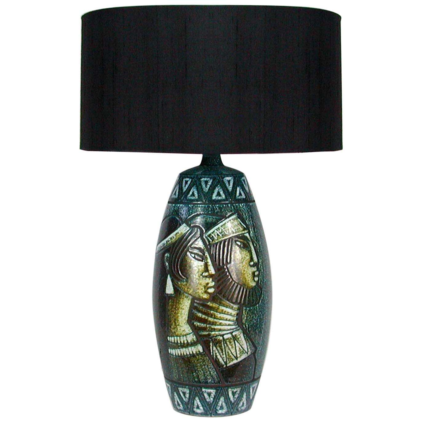 Midcentury Swedish Ceramic Table Lamp, Bonnie Rehnkvist for Falkenbergs, 1960s For Sale