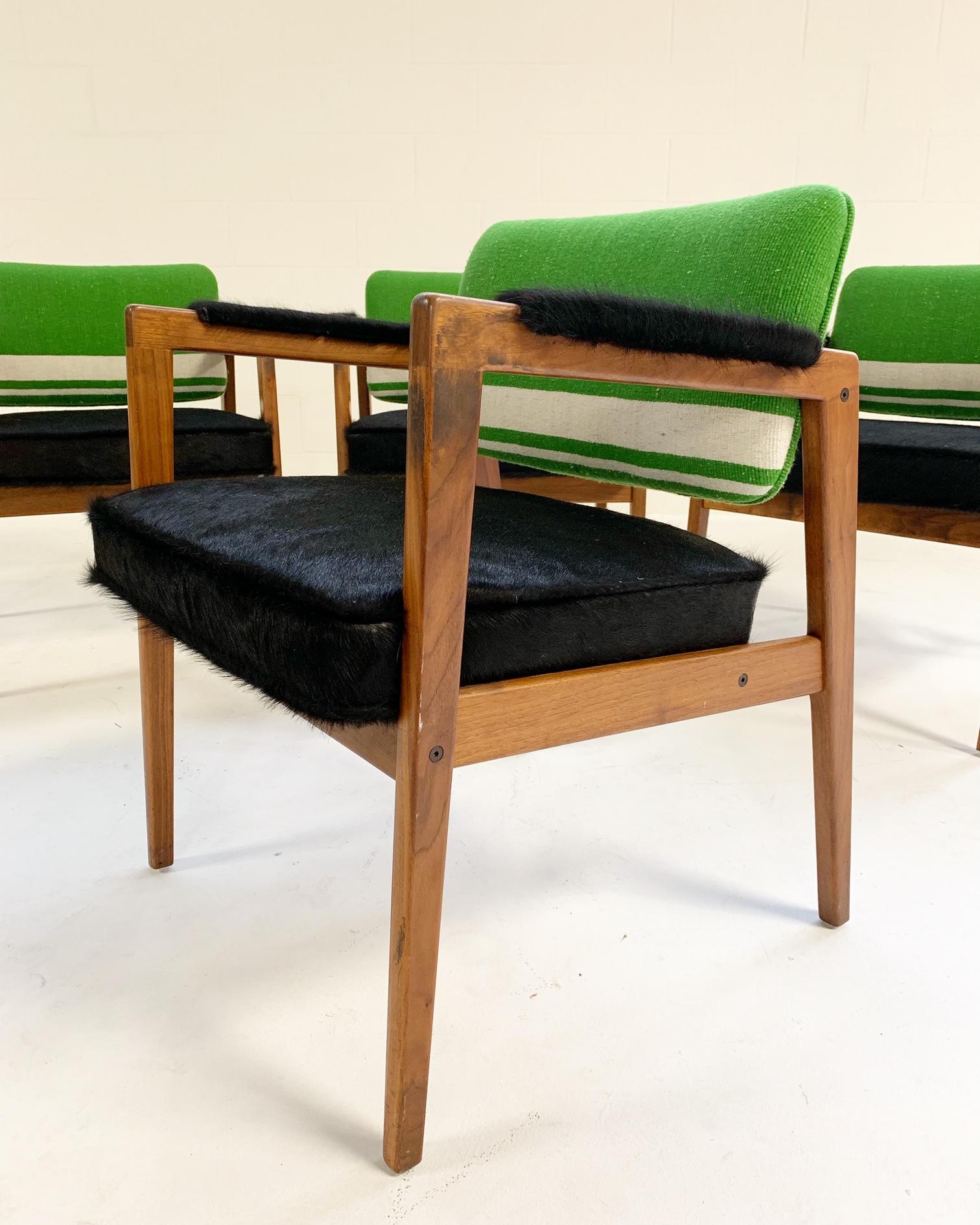 Modern Midcentury Swedish Chairs in Brazilian Cowhide and Isabel Marant Silk Wool