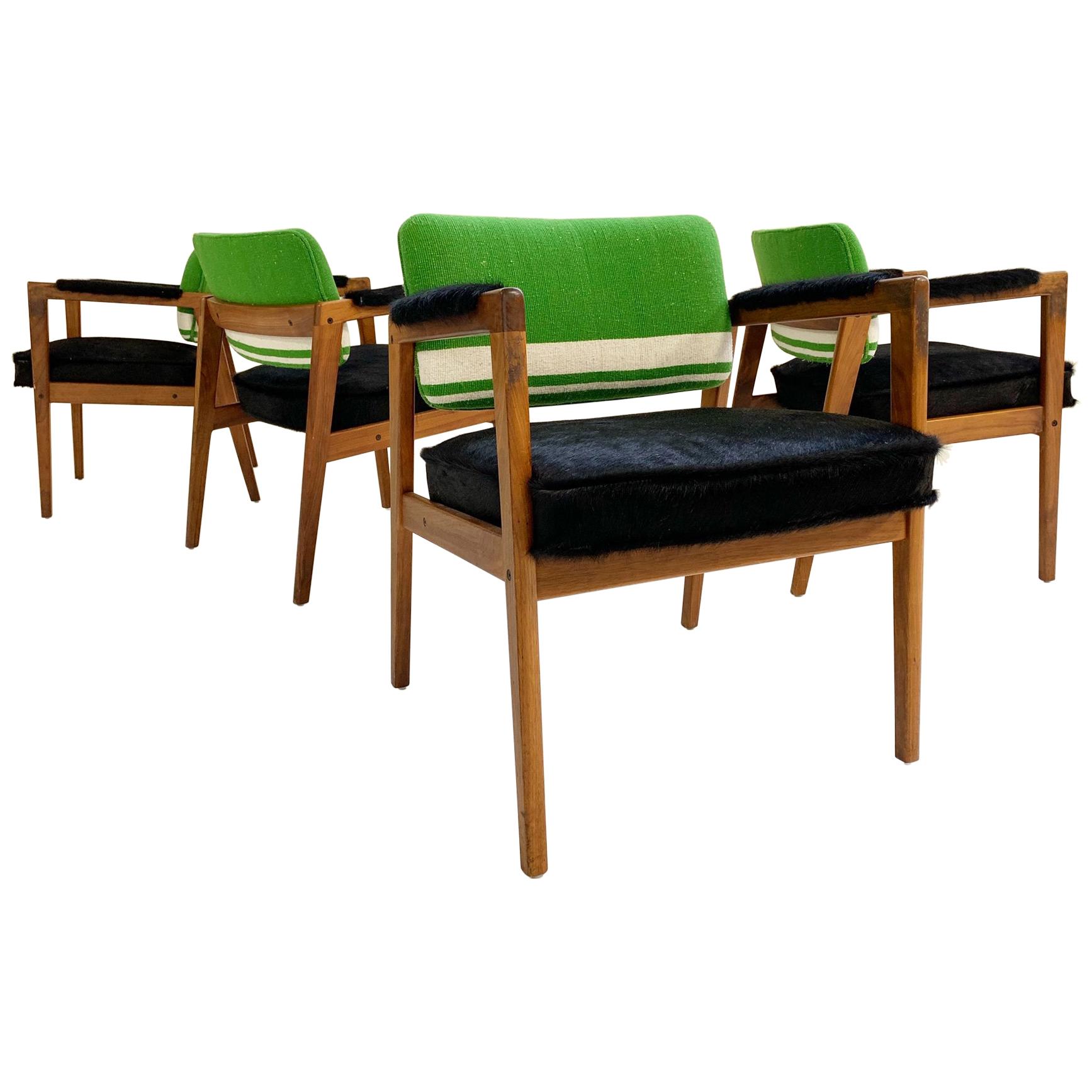 Midcentury Swedish Chairs in Brazilian Cowhide and Isabel Marant Silk Wool