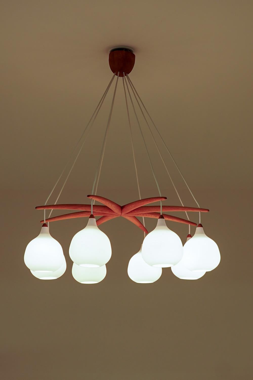 Midcentury Swedish Chandelier by Luxus For Sale 4