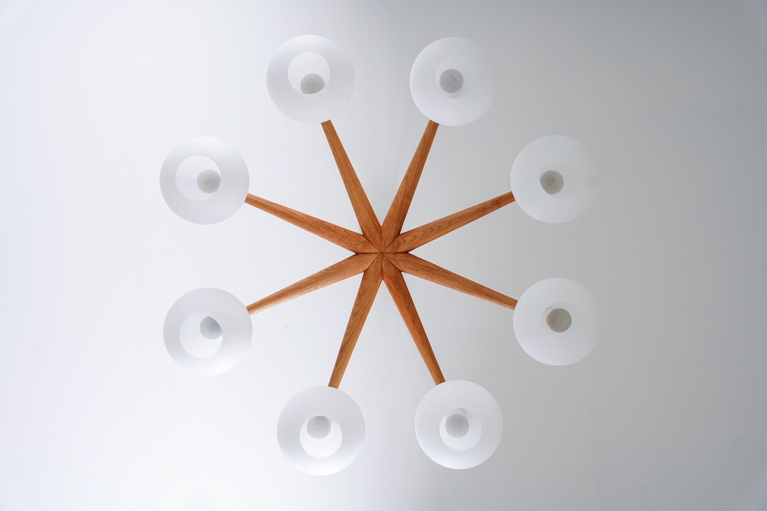 Opaline Glass Midcentury Swedish Chandelier by Luxus For Sale