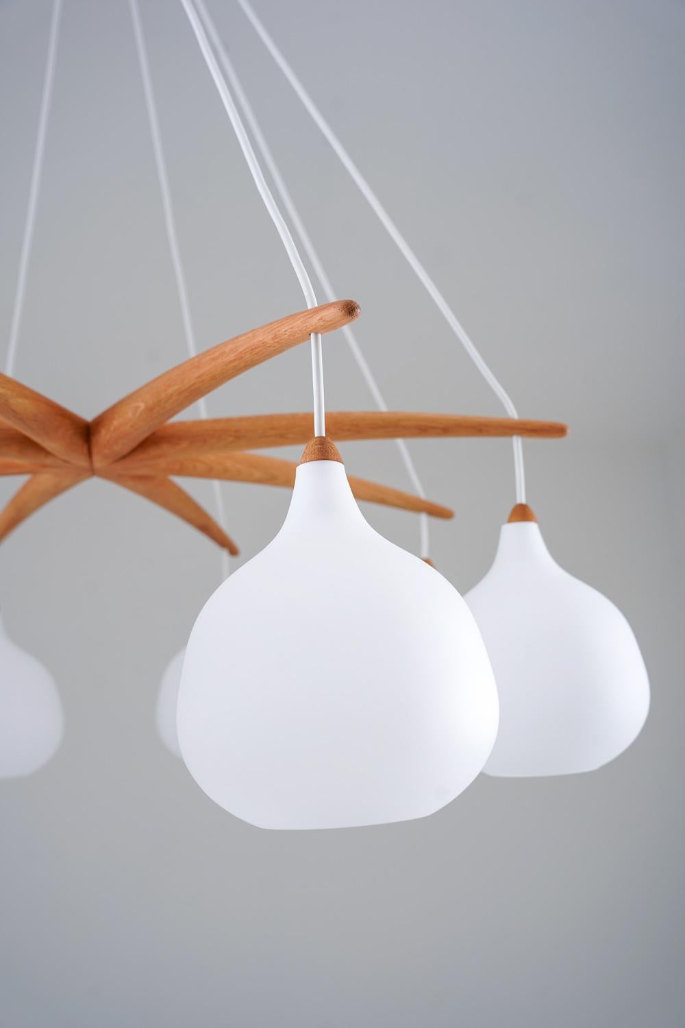 Midcentury Swedish Chandelier by Luxus For Sale 1