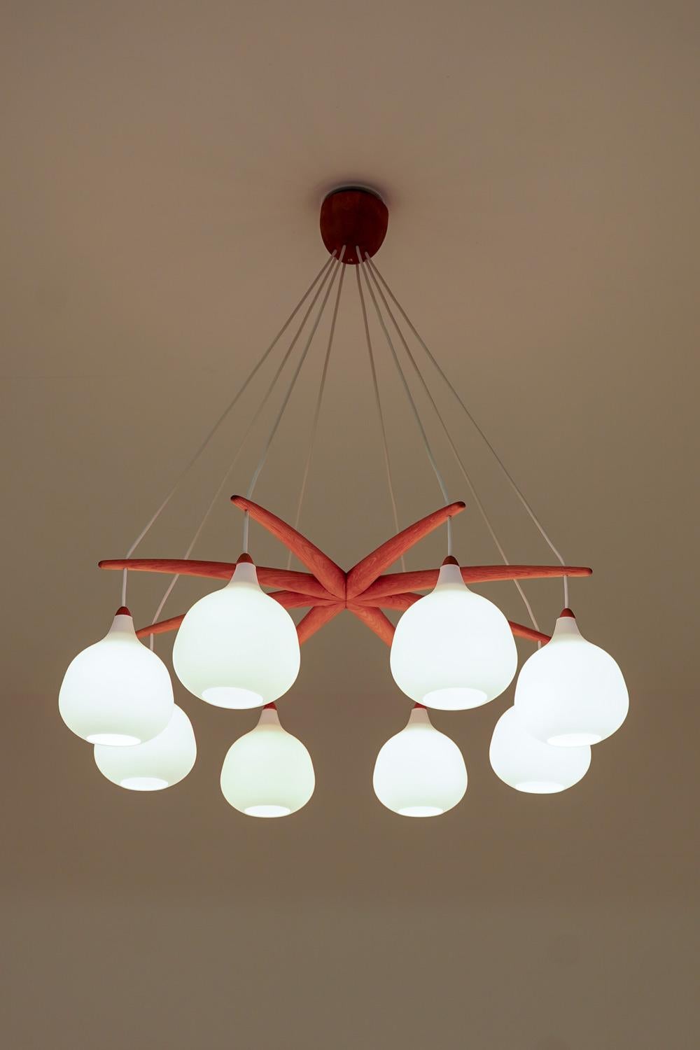 Midcentury Swedish Chandelier by Luxus For Sale 3