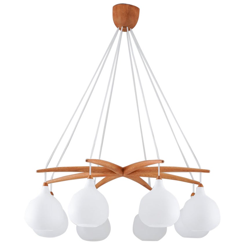 Midcentury Swedish Chandelier by Luxus For Sale