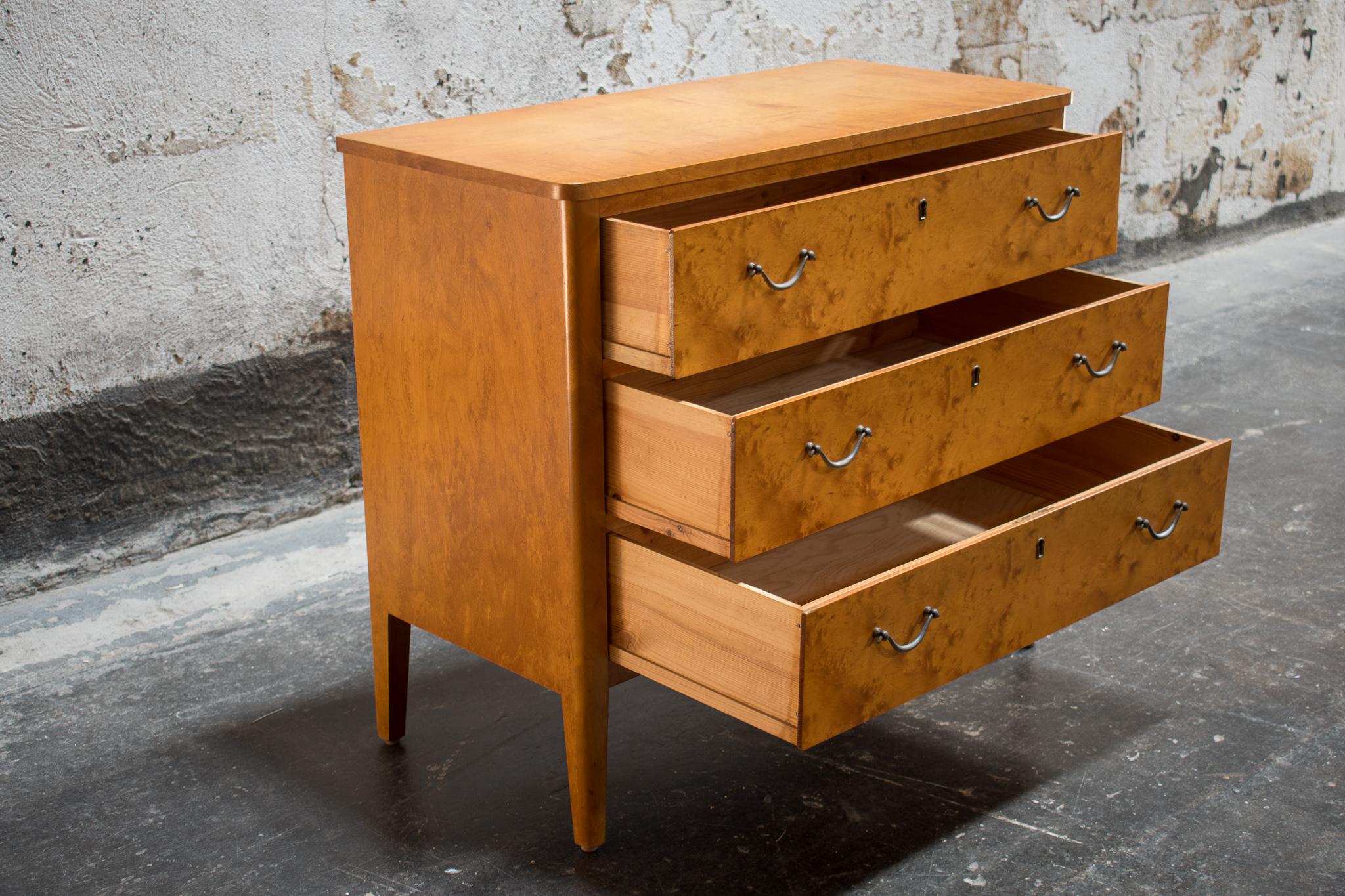 Mid-20th Century Midcentury Swedish Chest of Drawers in Blond Birch For Sale
